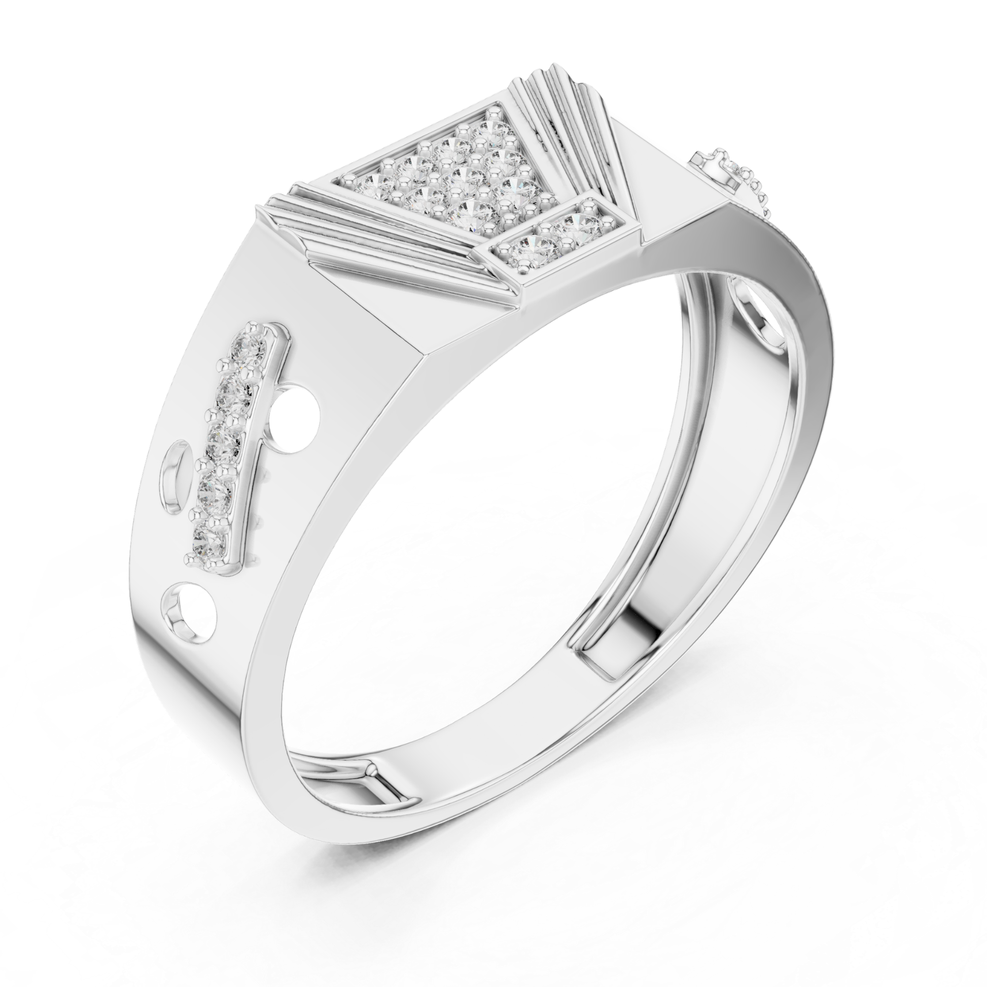 Vintage diamond white gold band ring
White gold ring with geometric diamond details
Diamond white gold band featuring angular design
Wide white gold ring with diamond cluster top
Contemporary white gold band with diamond accents
Structured white gold ring with decorative details
Polished white gold band showcasing diamonds
Architectural white gold ring with geometric pattern
White gold statement band with diamond centerpiece
Modern white gold ring with diamond accent bar