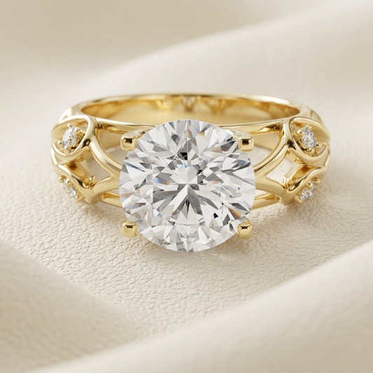 Vintage openwork solitaire diamond ring in yellow gold.
Yellow gold openwork diamond ring.
Round solitaire vintage ring.
Openwork engagement ring in gold.
Vintage-inspired solitaire diamond ring.
Gold round diamond solitaire ring.
Elegant openwork diamond ring.
Luxury vintage diamond ring.
Round diamond ring with openwork band.
Classic openwork solitaire ring.