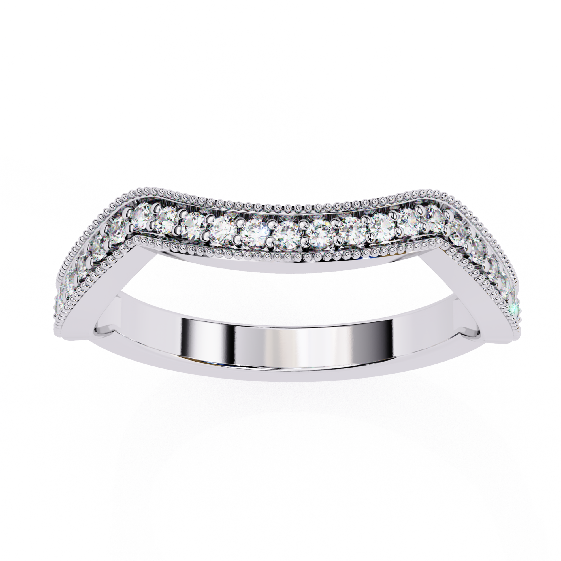 Wave diamond band in white gold With Diamond In Prong Setting 