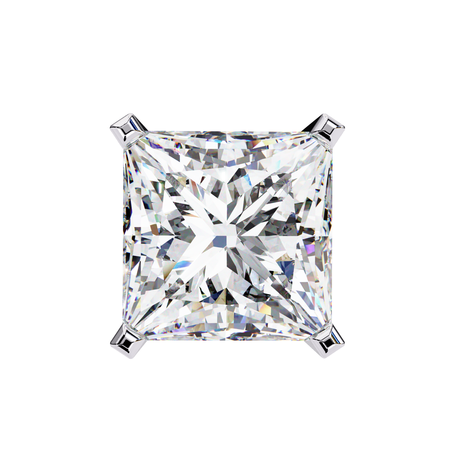 Radiant Cut Diamond Ear Stud In White Gold Open Back Setting