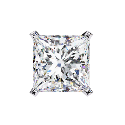 Radiant Cut Diamond Ear Stud In White Gold Open Back Setting