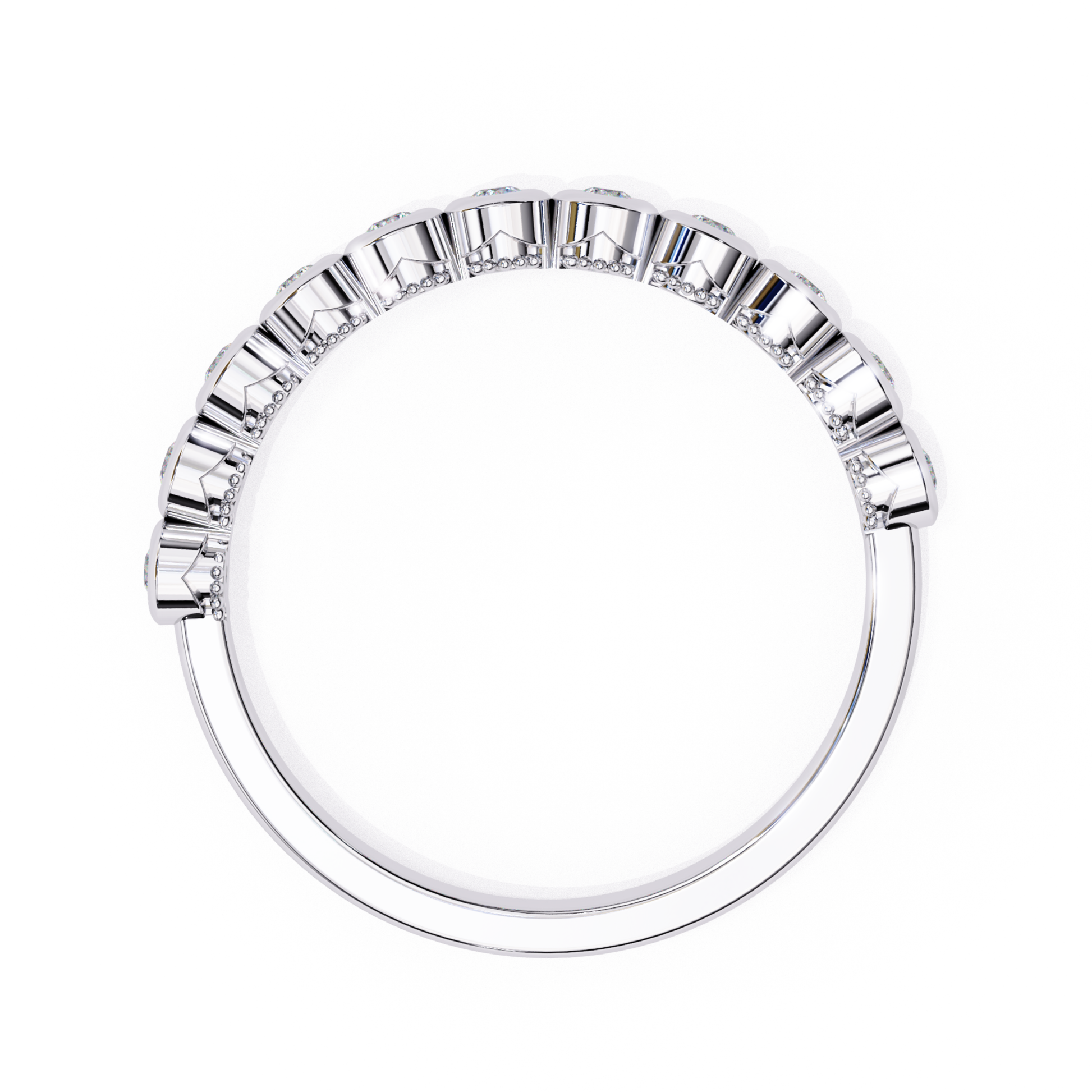 White gold bezel diamond band back view
Back side of white gold bezel diamond ring
White gold diamond band rear view
Bezel set diamond band inner view
White gold ring back profile
Diamond bezel band inside view
White gold diamond band underside
Bezel diamond ring back angle
White gold band with bezel setting back
Diamond bezel band back design