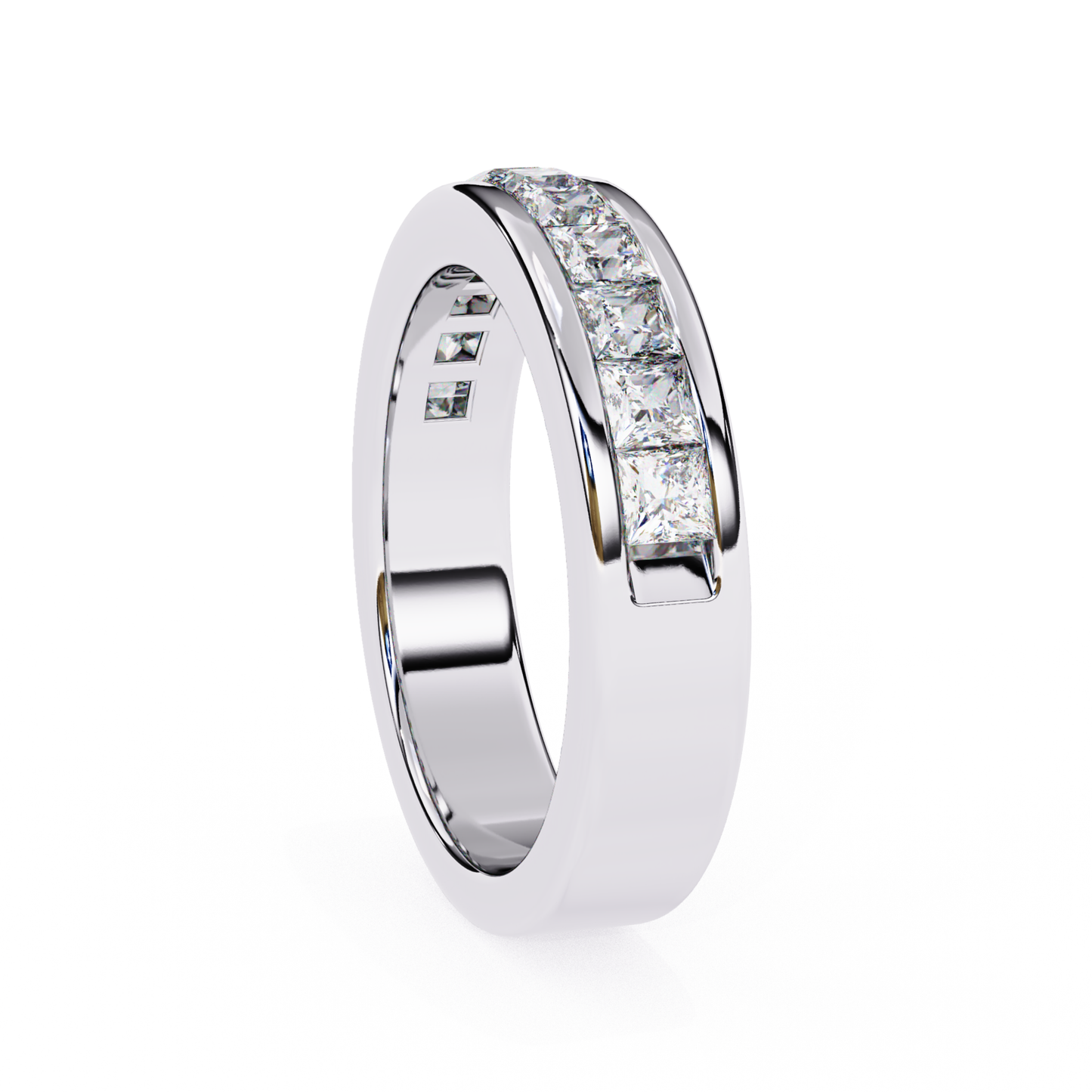 White gold channel diamond ring
White gold straight cut diamond band
White gold polished diamond ring
White gold diamond band side view
White gold clean finish diamond band
White gold diamond ring close view
White gold channel set diamond band
White gold diamond band angle view
White gold smooth diamond ring
White gold classic diamond band
