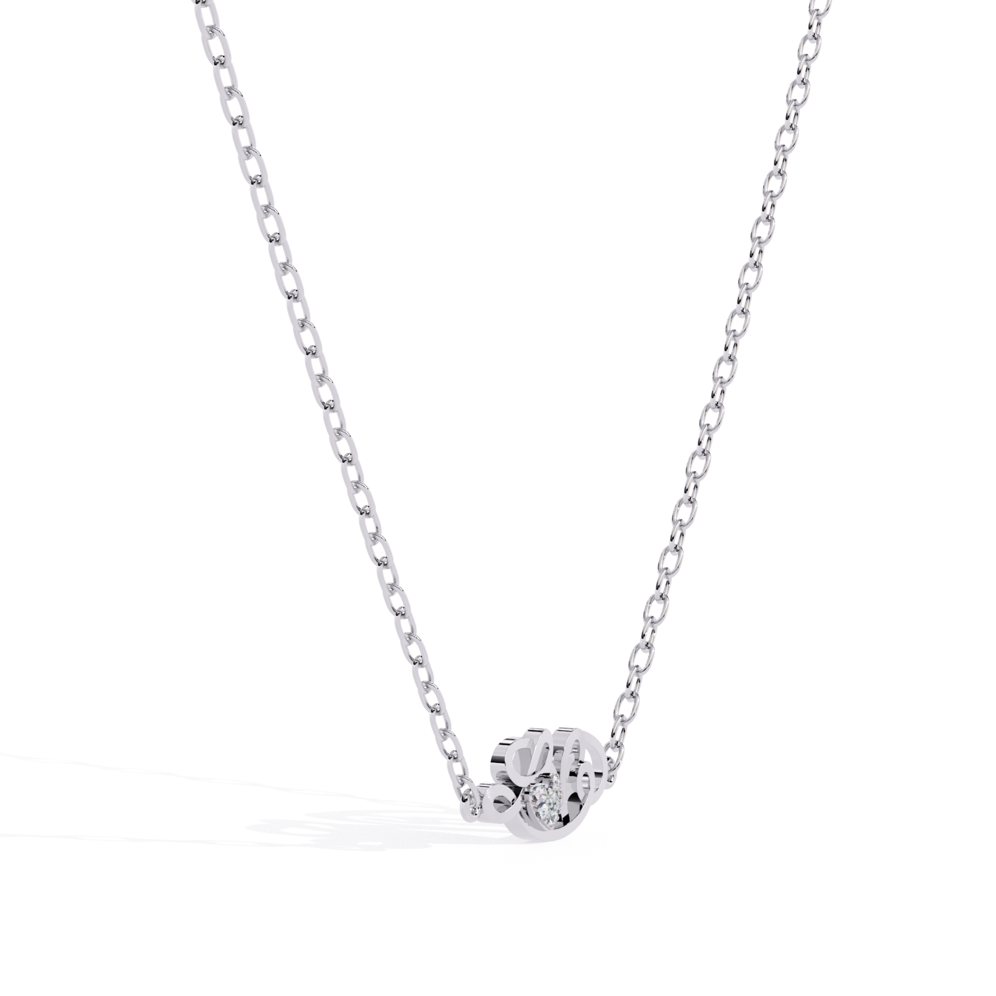 Angled white gold diamond initial necklace
Side profile white gold initial pendant
Close angle polished diamond letter necklace
Curved initial pendant angled perspective
Decorative white gold necklace captured side
Fine chain diamond initial pendant angle
Polished initial charm necklace angled
Elegant white gold pendant highlighting diamond setting
Contemporary initial necklace shown side angle
Detailed perspective white gold initial pendant