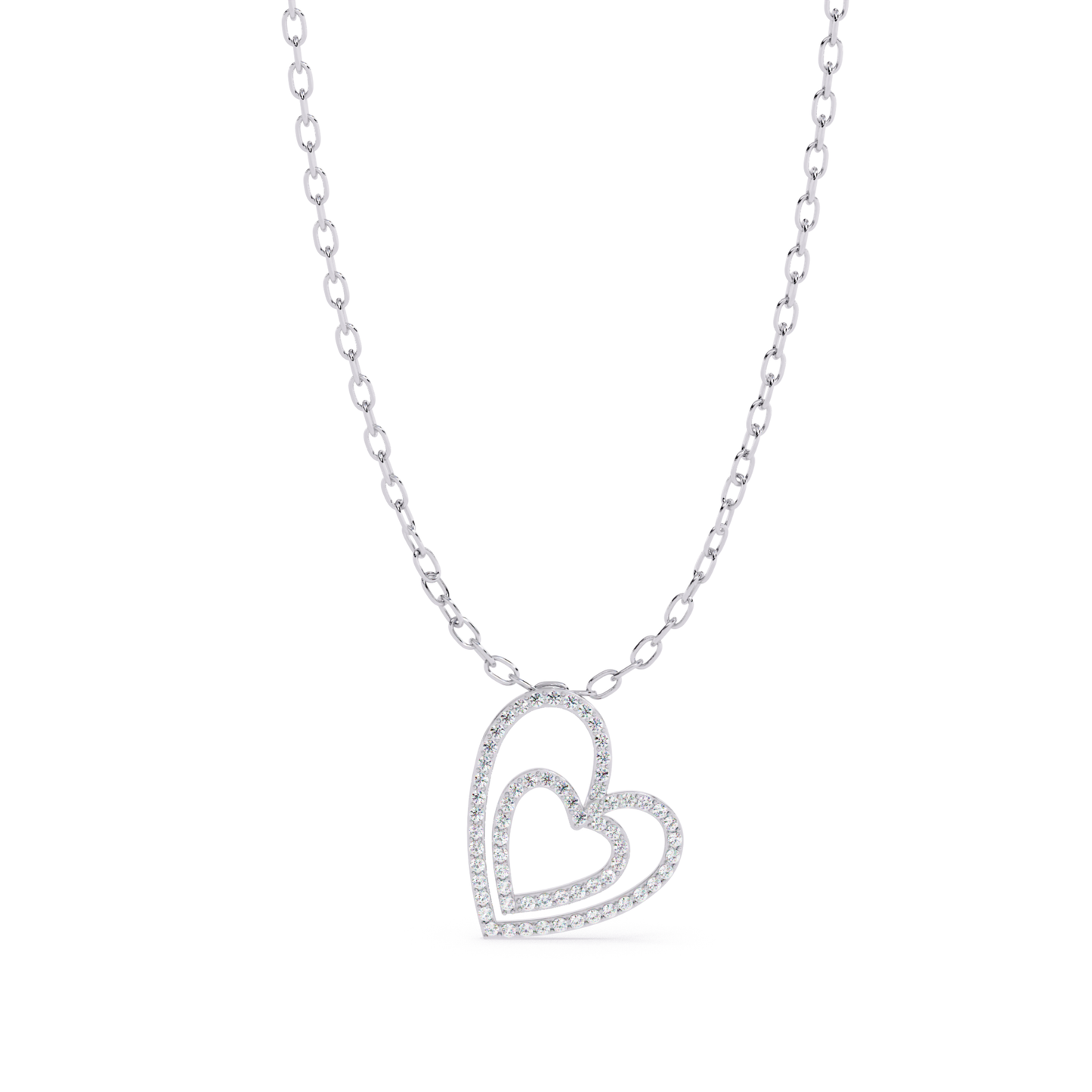 White gold double heart diamond pendant
Double heart pavé diamond pendant necklace
White gold open heart diamond necklace
Elegant double heart diamond pendant
White gold layered heart pendant
Diamond heart pendant with pavé setting
Polished white gold heart necklace
Modern double heart diamond pendant
White gold heart diamond jewelry
Double heart pendant with round diamonds