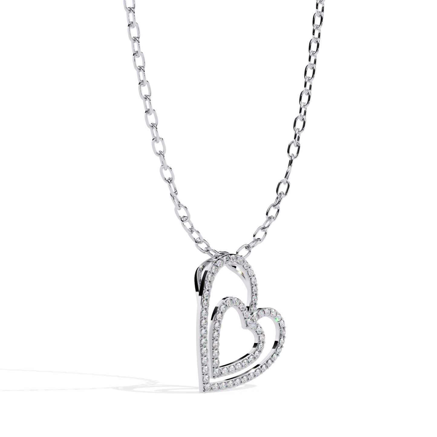 White gold double heart diamond pendant side angle
Side angle view of double heart diamond pendant
White gold open heart diamond pendant profile
Double heart pendant side profile in white gold
White gold layered heart necklace side angle
Elegant double heart diamond pendant profile
Polished white gold heart pendant side
Modern double heart necklace side perspective
White gold diamond heart pendant angle
Open heart diamond pendant side detail