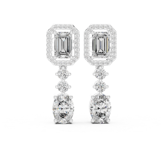 Emerald halo and oval diamond drop earrings in white gold
White gold emerald cut halo diamond dangle earrings
Oval diamond drop earrings with emerald halo top
Luxury white gold diamond statement earrings
Emerald and oval cut diamond drop earrings for women
White gold geometric diamond dangle earrings
Oval lab diamond drop earrings with halo design
Elegant white gold diamond drop earrings
Emerald cut top and oval bottom diamond earrings
White gold multi stone diamond dangle earrings