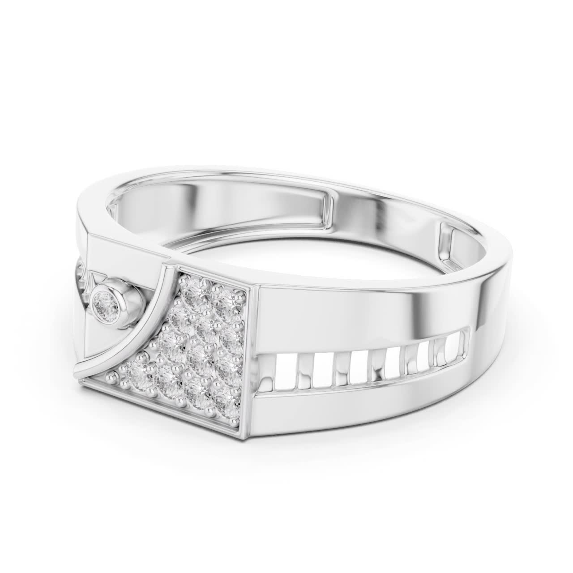 White gold geometric diamond band ring back view
Back profile white gold statement diamond ring
White gold modern geometric band rear angle
Contemporary white gold diamond ring back side
White gold polished statement band profile
Elegant white gold geometric ring rear view
White gold luxury band with diamond details
Bold white gold fashion ring back angle
White gold designer geometric band profile
White gold wide statement ring rear view