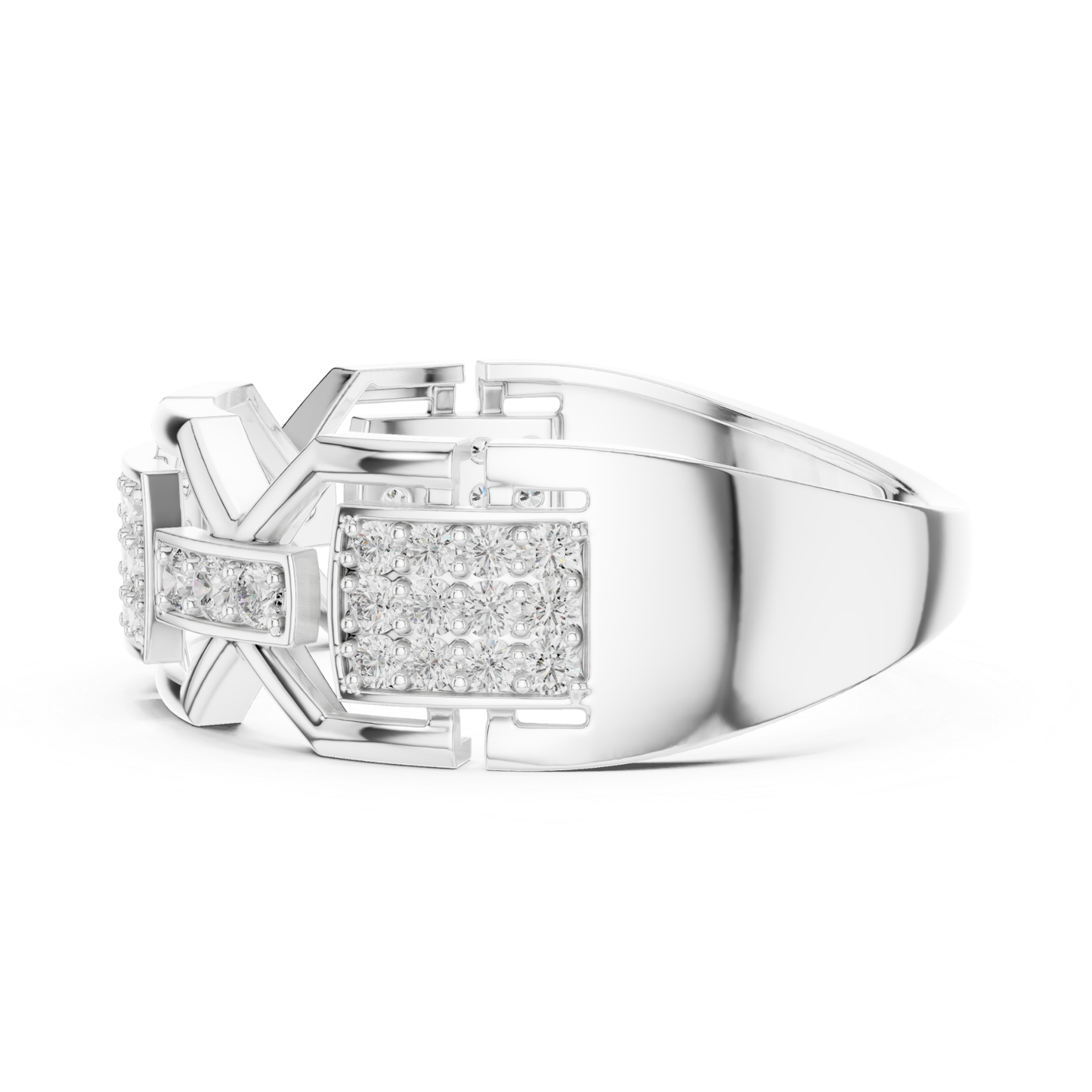 White gold geometric diamond band side profile
Side angle white gold abstract diamond ring
Modern white gold geometric statement band ring
White gold layered cluster diamond ring side
Contemporary white gold architectural diamond ring
White gold open frame diamond band design
Luxury white gold geometric fashion ring profile
Bold white gold modern diamond ring side view
White gold polished geometric cluster band ring
Elegant white gold statement diamond band side