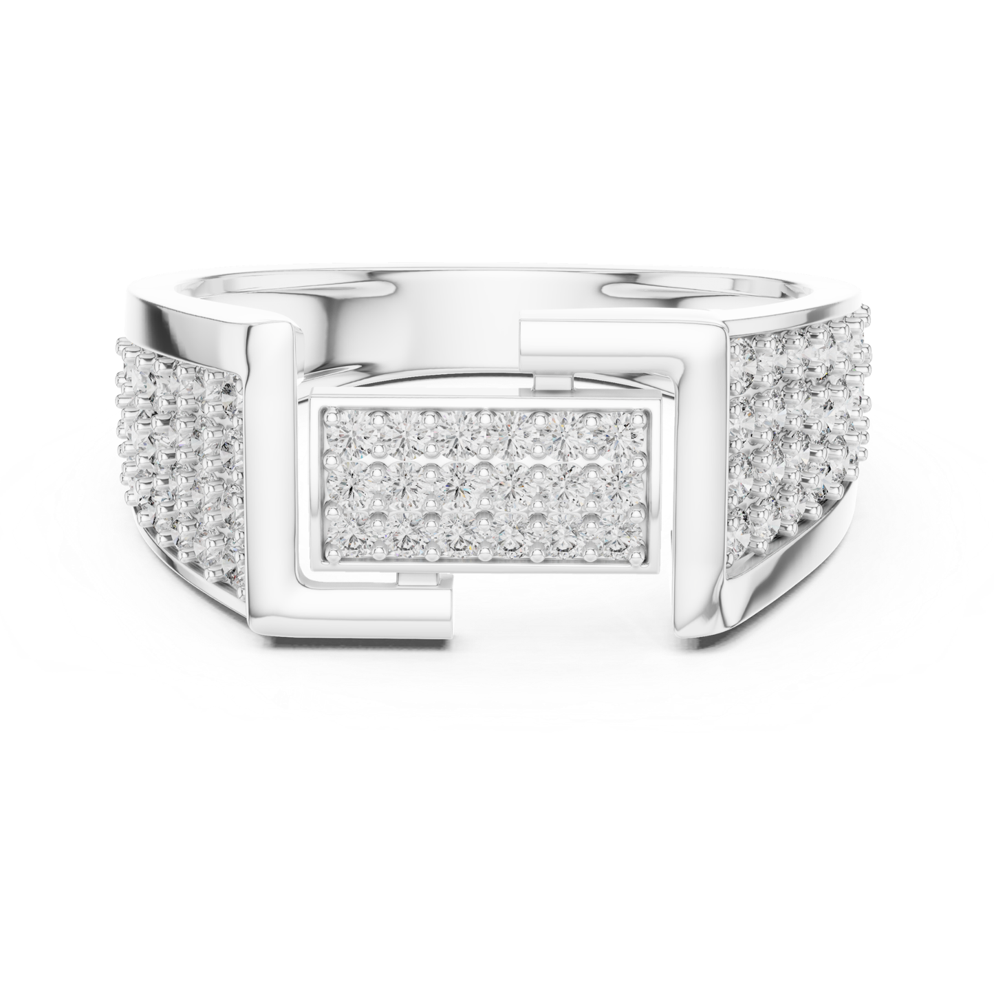 White gold geometric frame diamond ring
Round diamond white gold statement band ring
White gold rectangular cluster diamond ring
Modern white gold open frame diamond ring
White gold wide band pavé diamond ring
Contemporary geometric white gold diamond band
White gold designer rectangular diamond ring
Bold white gold diamond fashion ring
White gold architectural style diamond ring
Multi diamond white gold geometric band ring