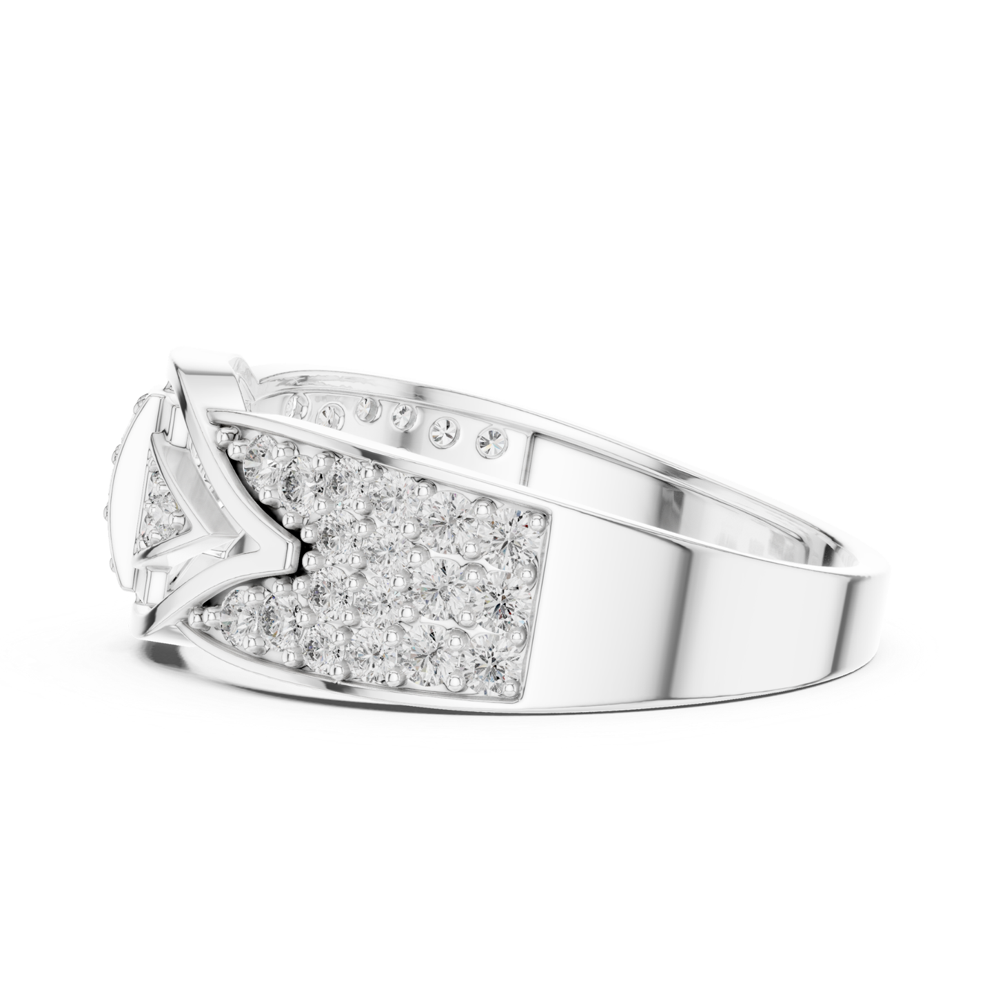 White gold geometric diamond ring side profile
Side angle white gold round diamond ring
White gold statement diamond ring side view
Wide band white gold diamond ring profile
Modern white gold geometric diamond ring
Round diamond white gold ring angled profile
White gold luxury diamond ring side angle
Geometric cluster diamond ring in white gold
White gold designer ring with round diamonds
Architectural white gold diamond ring side view