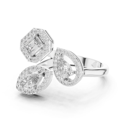 White gold multi shape diamond halo open ring
Side view of white gold halo diamond ring
Open style white gold multi diamond ring
Emerald and marquise halo diamond ring in white gold
Modern white gold statement diamond ring
White gold designer ring with halo diamonds
Elegant multi stone halo ring in white gold
Contemporary open ring with mixed shape diamonds
White gold ring with emerald and marquise diamonds
Luxury halo diamond open ring in white gold