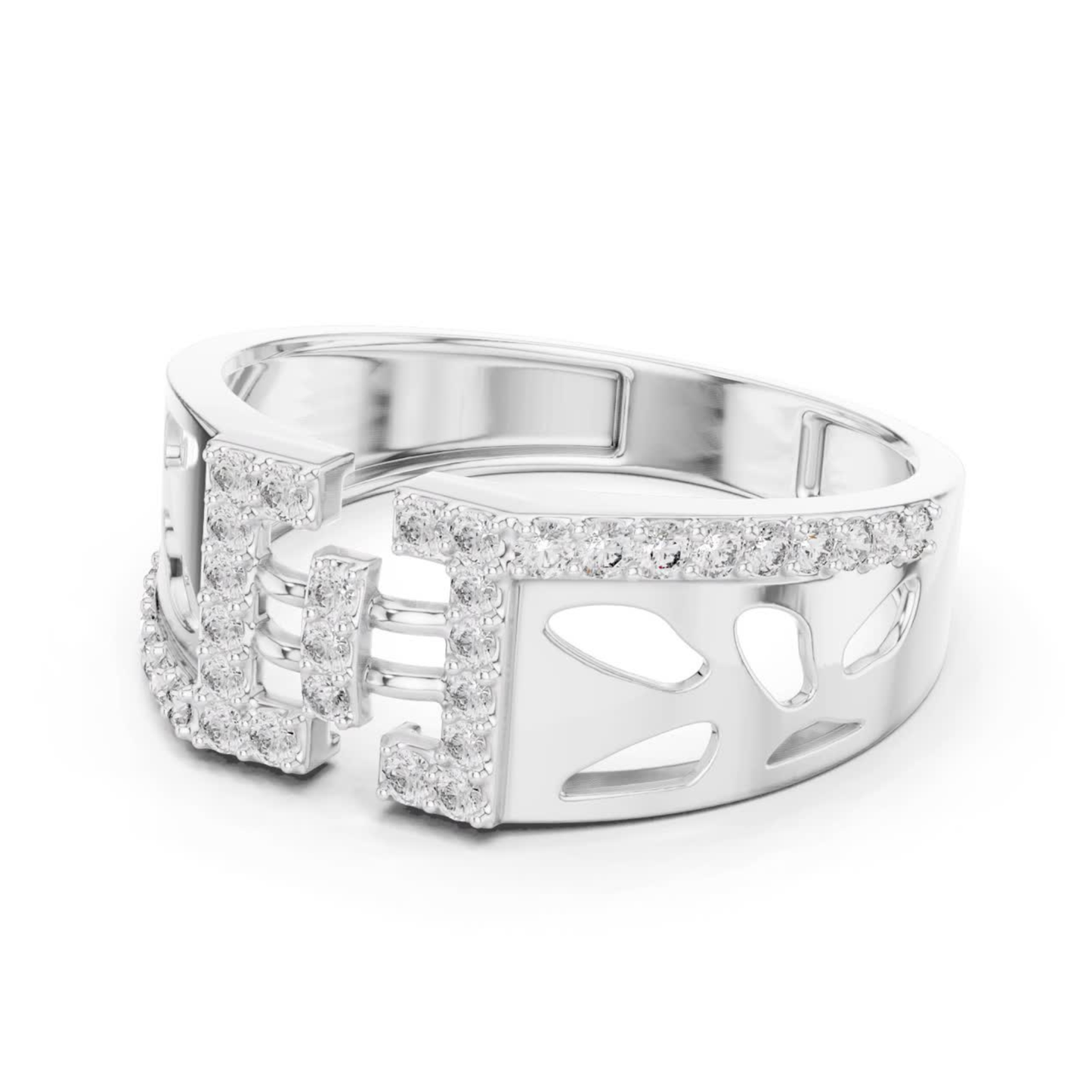 White gold openwork diamond ring side view
Side angle white gold geometric diamond ring
White gold open design band with diamonds
Modern white gold statement ring profile
Contemporary white gold diamond band side view
White gold luxury openwork ring with diamonds
Elegant white gold fashion ring with diamonds
White gold designer geometric band profile
Bold white gold open style diamond ring
White gold modern diamond statement band