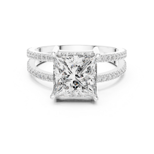 White gold princess cut diamond split shank ring
Large princess diamond ring with double pave band
White gold engagement ring with princess cut center stone
Split shank diamond ring with square solitaire diamond
Elegant white gold ring with pave diamond bands
Princess cut solitaire ring with slim split shank
Fine white gold diamond ring with four prong setting
Modern split band ring with princess cut diamond
White gold statement ring with pave accent diamonds
Princess diamond engagement ring