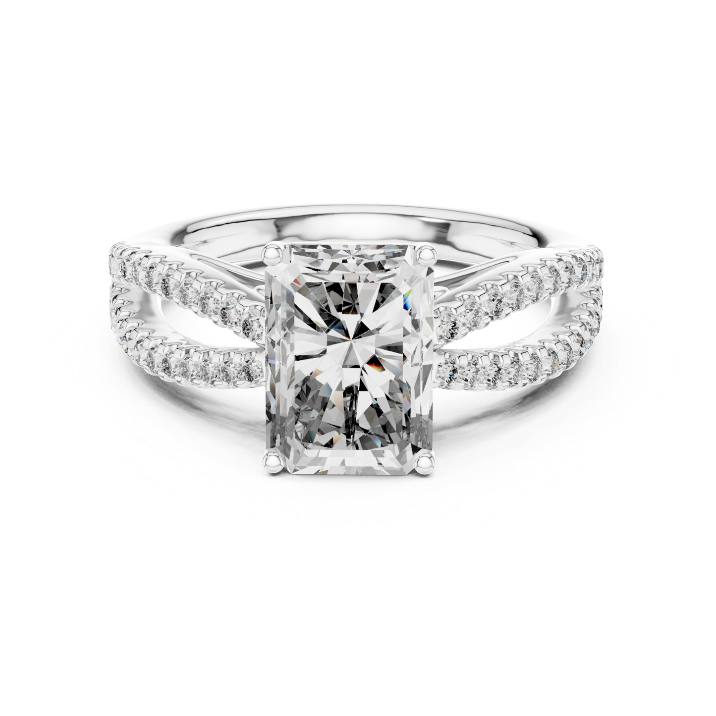 White gold radiant cut diamond split shank ring
Radiant cut diamond ring with double pave band in white gold
White gold radiant diamond bridal ring with split band
Split shank radiant cut engagement ring in white gold
Radiant lab diamond ring with pave side diamond
White gold radiant diamond ring with crossover shank
Elegant radiant cut diamond ring in white gold
White gold radiant diamond ring with double band design
Luxury radiant cut engagement ring with pave detailing
Radiant center stone diamond ring