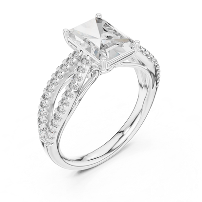 Angled side view radiant cut diamond ring in white gold
White gold radiant diamond ring with split pave shank
Radiant cut diamond ring angled side profile
White gold radiant center stone ring with pave band
Side angle radiant diamond bridal ring in white gold
White gold radiant diamond ring with double split shank
Elegant radiant cut ring with pave diamond detailing
Angled profile radiant diamond ring with polished white gold band
Luxury white gold radiant cut diamond ring
White gold radiant diamond ring