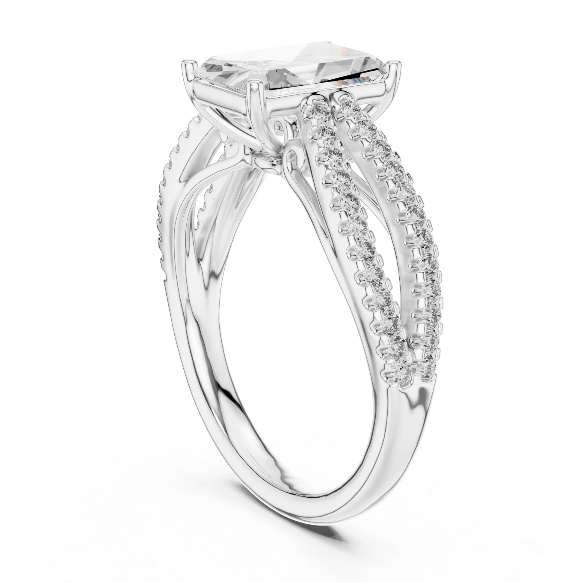 Back side view radiant cut diamond ring in white gold
White gold radiant diamond ring with split pave shank
Radiant cut diamond ring back view
White gold radiant center stone ring with double pave band
Rear side angle radiant diamond bridal ring in white gold
White gold radiant diamond ring with open gallery design
Elegant radiant cut ring with split shank back view
White gold radiant diamond ring with pave detailing
Luxury radiant cut diamond ring in white gold
Back angle radiant diamond ring 