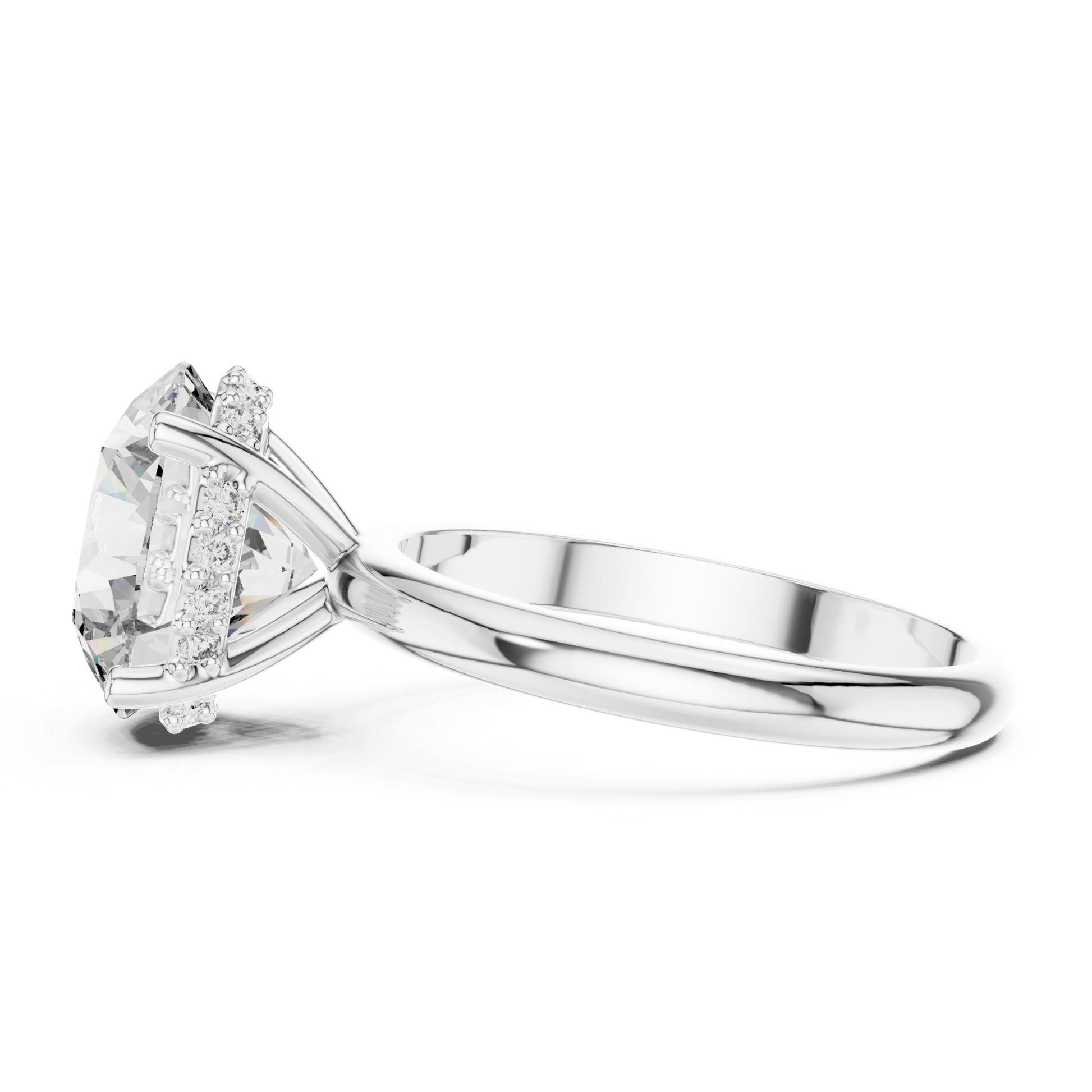 White gold round brilliant solitaire ring side view
Side view of round brilliant diamond ring
White gold four prong solitaire ring profile
Round brilliant diamond ring with hidden halo
White gold hidden halo diamond ring
Lab grown round brilliant solitaire ring
White gold ring with hidden halo setting
Side profile of round brilliant diamond ring
White gold polished solitaire ring profile
Round brilliant hidden halo engagement ring