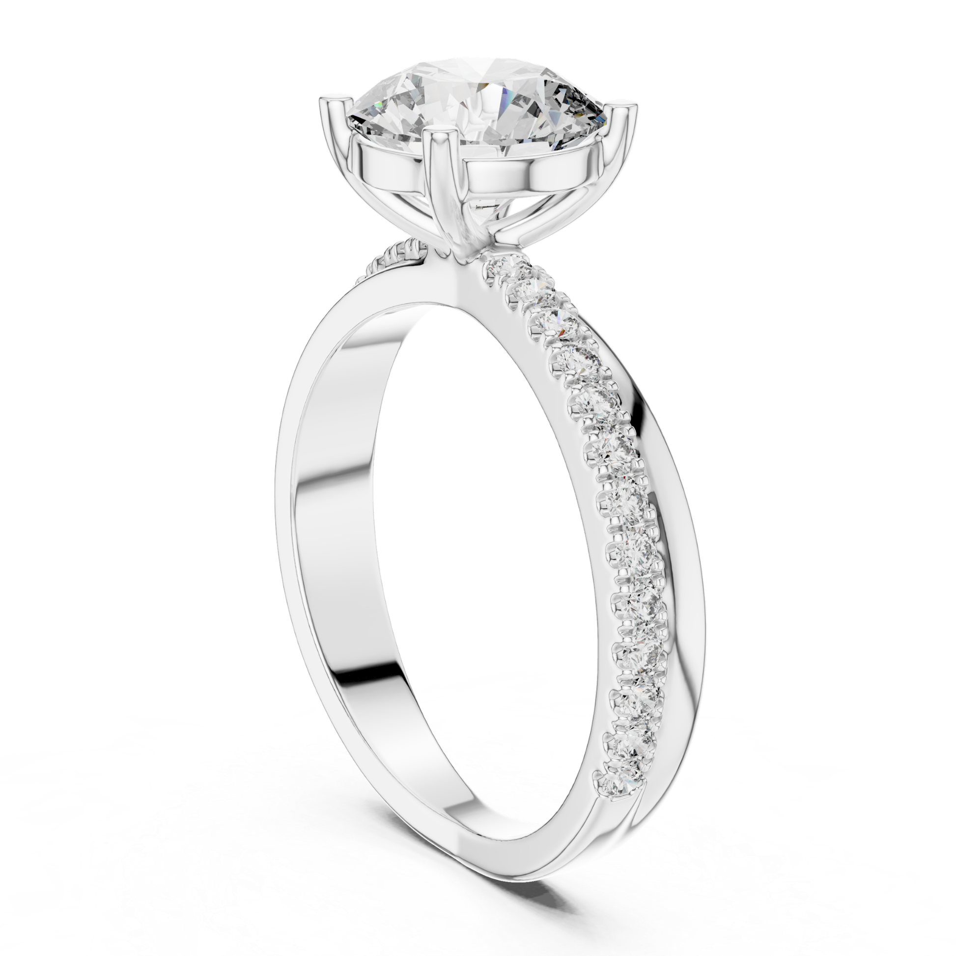 Side view white gold round diamond cathedral ring
Round diamond cathedral ring with white gold pave band
White gold engagement ring with raised round diamond
Side profile round diamond ring in white gold
White gold solitaire ring with pave diamond band
Elegant round diamond cathedral setting ring
White gold round diamond ring with side diamonds
Four prong round diamond ring in white gold
Minimal white gold cathedral engagement ring
White gold pave band with round solitaire diamond