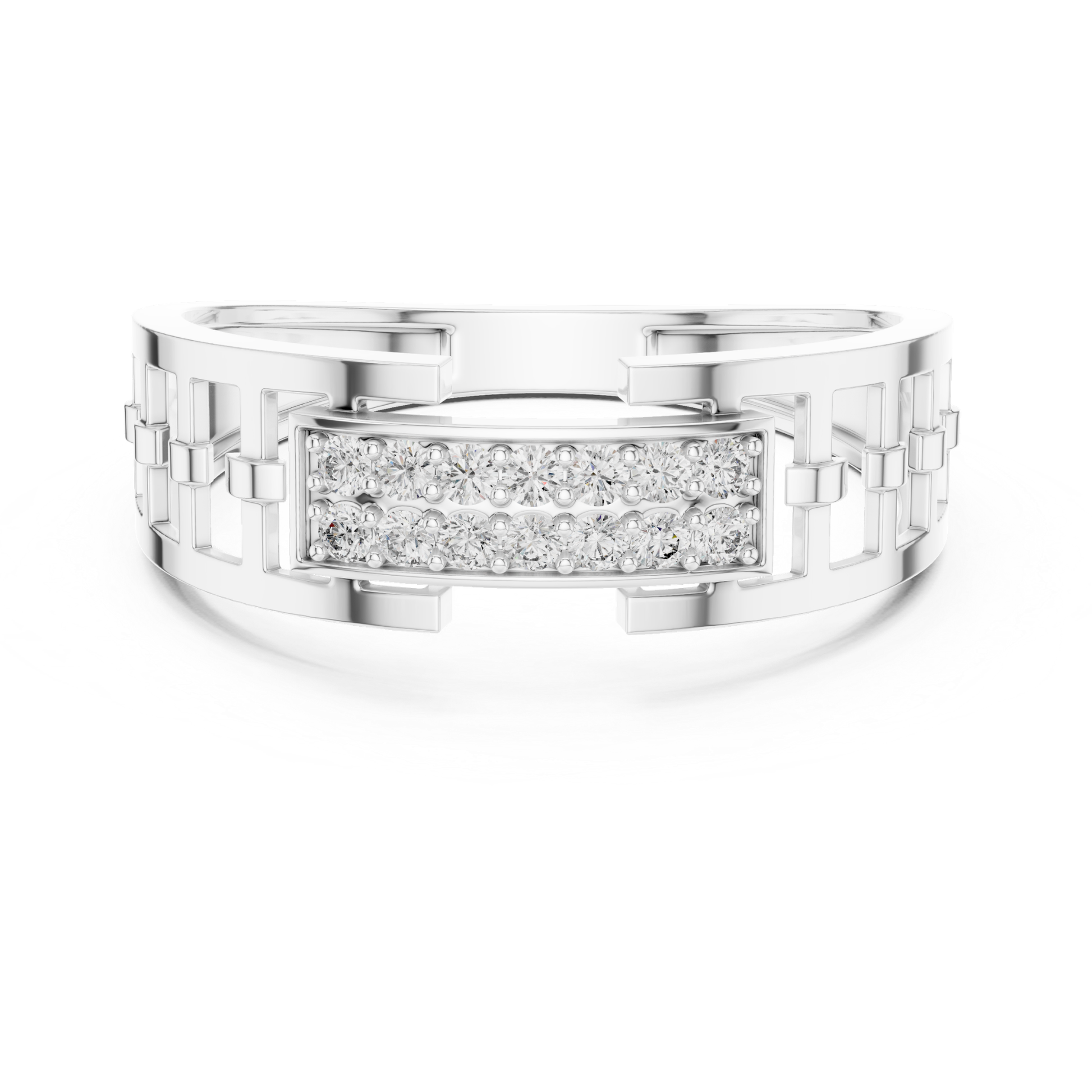 White gold round diamond designer band ring
Luxury white gold ring with round diamonds
Elegant white gold diamond fashion band ring
Stylish white gold ring with pave diamond detailing
Premium white gold modern diamond ring
High polish white gold statement ring with diamonds
Designer white gold ring featuring round cut diamonds
Bold white gold geometric diamond band ring
Modern white gold luxury diamond jewelry ring
Exclusive white gold pave diamond designer ring