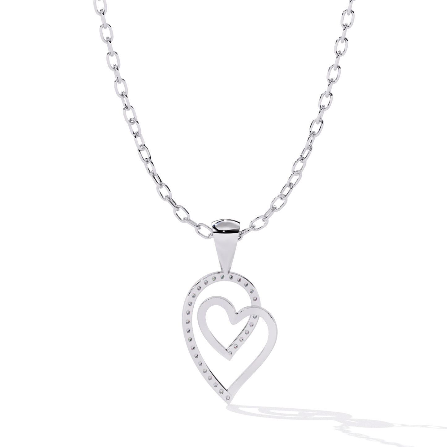 White gold round cut diamond double heart pendant back view
Back view of white gold double heart diamond pendant
White gold open double heart pendant rear view
Round cut diamond heart pendant reverse side
Double heart pendant back in white gold
White gold layered heart diamond pendant back
Rear profile of round cut diamond heart pendant
Polished white gold double heart pendant back
Round diamond double heart pendant back detail
White gold heart pendant reverse design