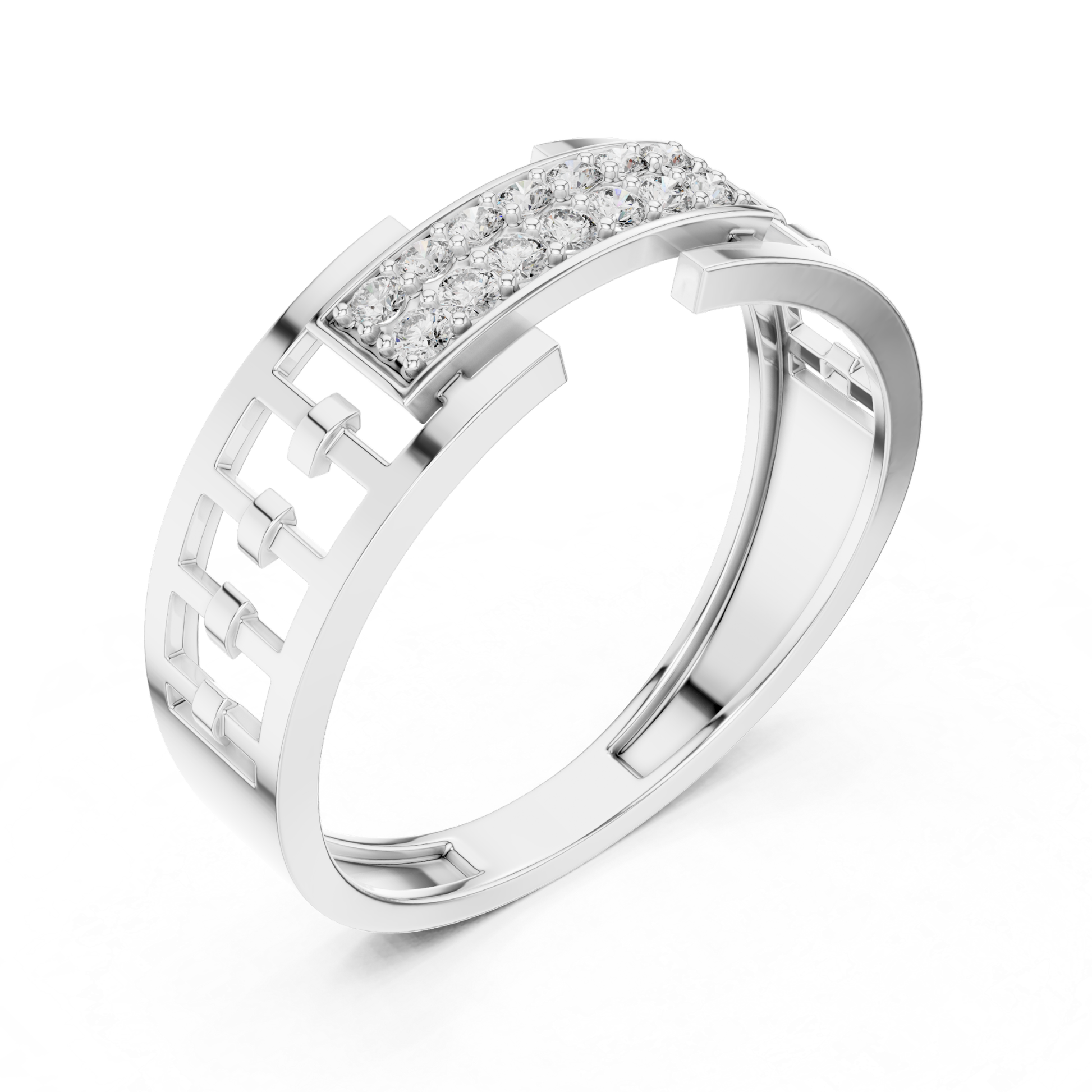 White gold round diamond open designer ring
Luxury white gold ring with sparkling round diamonds
Elegant white gold geometric diamond ring
Stylish white gold open band ring with diamonds
Premium white gold round diamond fashion ring
Modern white gold statement ring with pave diamonds
High polish white gold designer diamond ring
Bold white gold ring featuring round cut diamonds
Exclusive white gold luxury open style ring
White gold diamond ring with modern geometric design