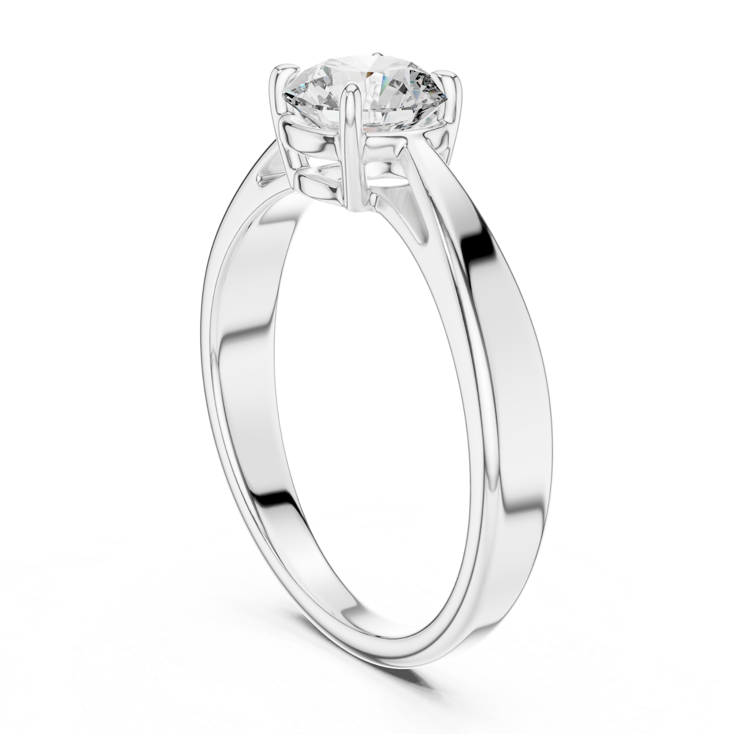 White gold round diamond ring profile view
White gold tapered band solitaire ring profile
Profile view of white gold diamond ring
White gold polished round diamond ring setting
Raised round diamond setting in white gold
White gold four prong diamond ring profile
White gold elegant tapered diamond ring design
White gold classic solitaire ring side profile
White gold round brilliant diamond ring profile
White gold engagement ring with tapered band