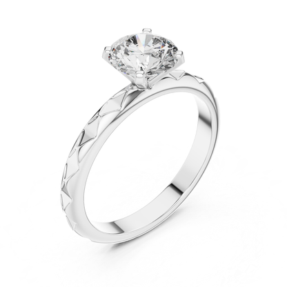 White gold round cut textured diamond ring profile view
White gold engraved band round diamond ring profile
Polished white gold textured round diamond ring
White gold four prong round diamond ring profile
White gold textured band solitaire diamond ring
Classic white gold round diamond engagement ring
Elegant white gold engraved diamond band ring
Minimal white gold textured diamond ring design
Fine white gold round solitaire diamond ring
White gold polished round textured band ring