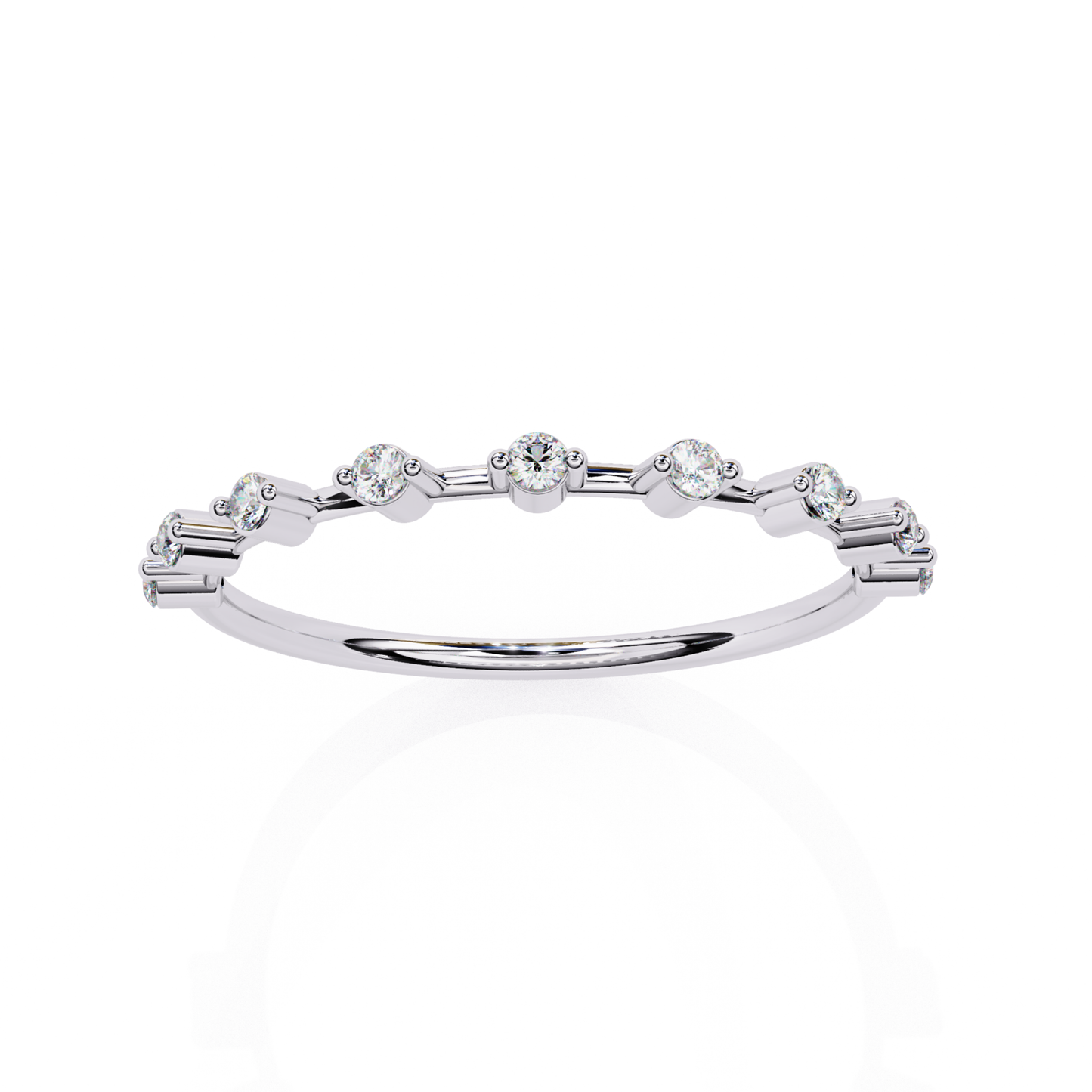 White gold band with round diamond accents
Round diamond accent band in white gold
White gold slim ring with round diamonds
Front view white gold round diamond band
White gold band showing round diamond detail
Round diamond set white gold accent band
White gold ring with spaced round diamonds
White gold round diamond band profile
White gold band with round diamond line
White gold round diamond open style band