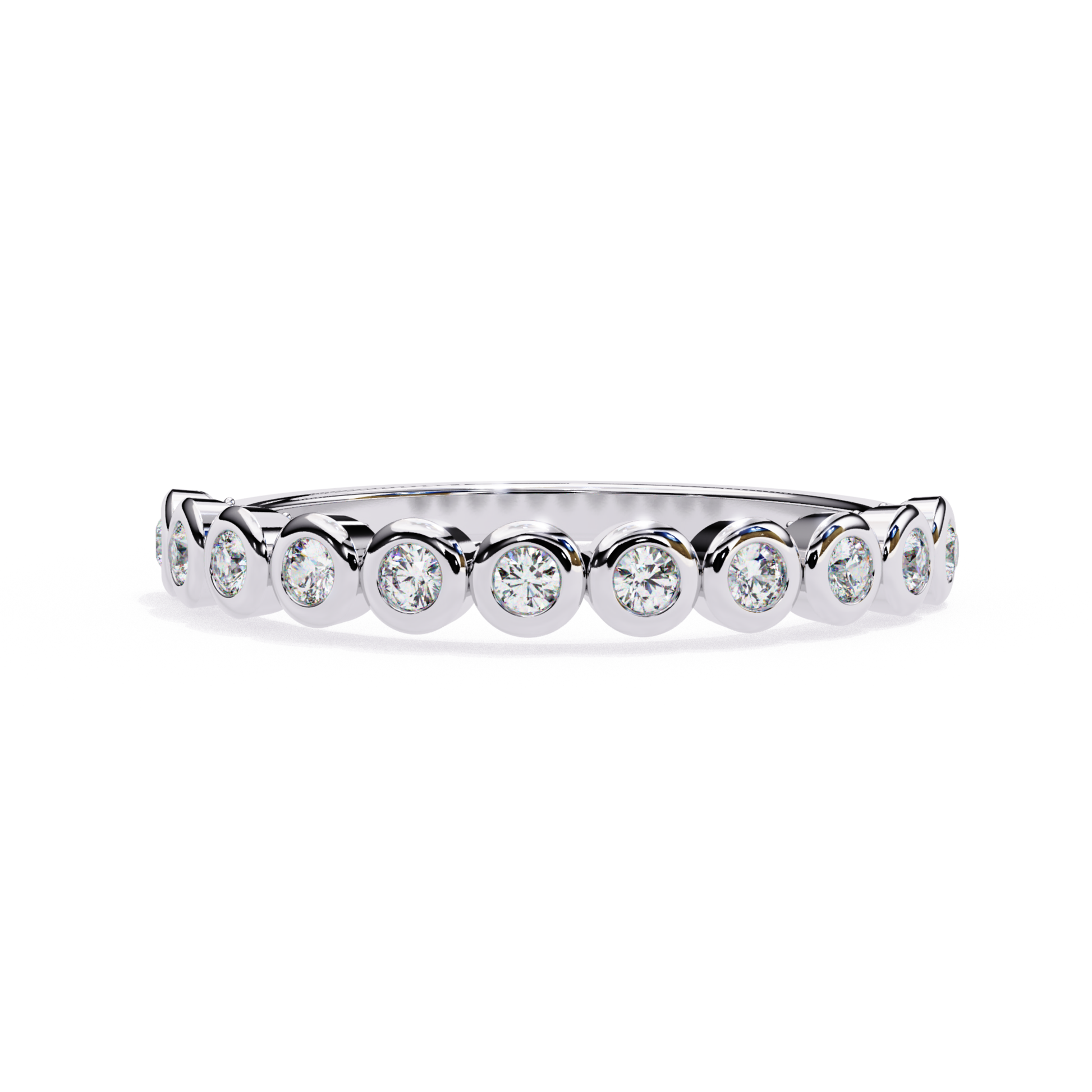 White gold band with round bezel diamonds
Round diamond bezel set white gold ring
White gold ring with round diamond settings
Slim white gold diamond band
Bezel set round diamond white gold band
White gold ring with small round diamonds
Diamond bezel style white gold band
White gold band ring with round diamond detail
Plain white gold diamond band
Round diamond bezel band ring in white gold