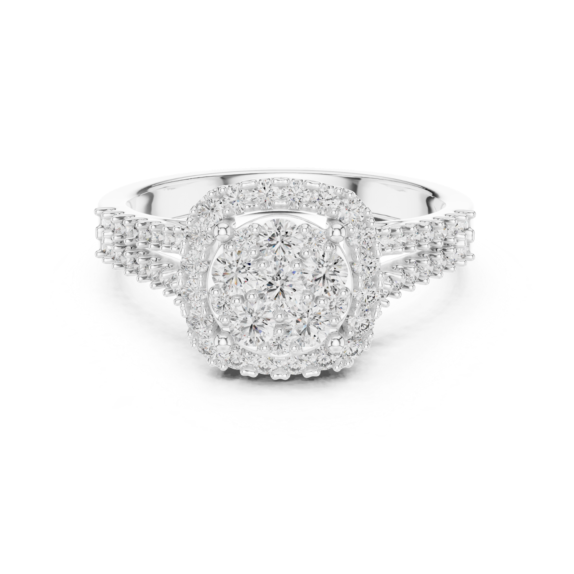 White gold round diamond cluster halo ring
Round diamond cluster ring in white gold
White gold halo ring with round diamonds
Luxury white gold diamond cluster engagement ring
Round diamond halo cluster ring front view
Elegant white gold round diamond statement ring
Sparkling round diamond cluster ring with halo
White gold bridal ring with round diamonds
Premium round diamond cluster halo ring design
White gold ring with round diamond halo setting
