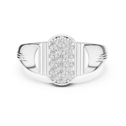 White gold diamond cluster signet ring for women
Round diamond cluster ring in white gold
Minimal white gold statement ring with round stones
White gold cluster ring with bold signet style design
Round cut cluster ring in polished white gold
White gold fashion ring with rectangular top
Elegant round signet ring for everyday wear
Modern white gold ring with round diamonds
Luxury white gold ring with classic cluster setting
White gold multi ring with sleek bold band