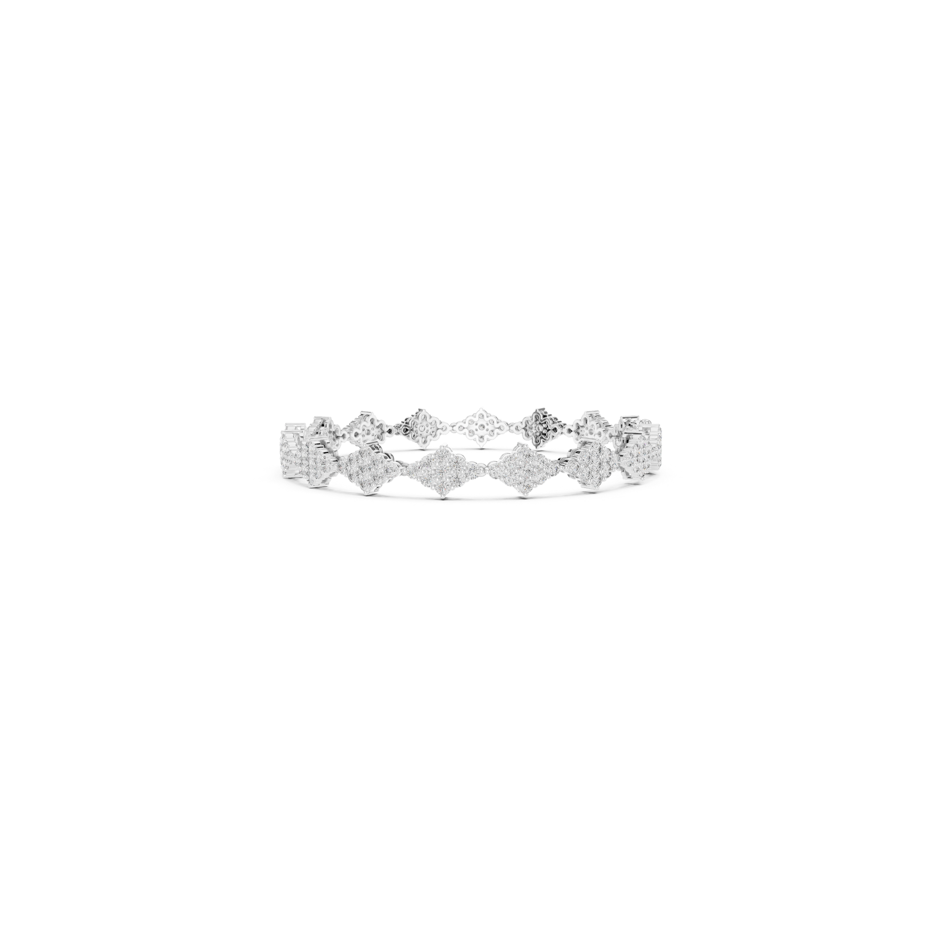 White gold round diamond cluster tennis bracelet
Full view with round diamond cluster links
White gold tennis bracelet with round diamonds
Round diamond cluster bracelet displayed elegantly
White gold diamond bracelet with cluster pattern
Complete view of round diamond cluster bracelet
White gold link bracelet featuring diamonds
Round diamond cluster bracelet on white background
White gold bracelet with repeating cluster design
Wide view of round diamond cluster bracelet