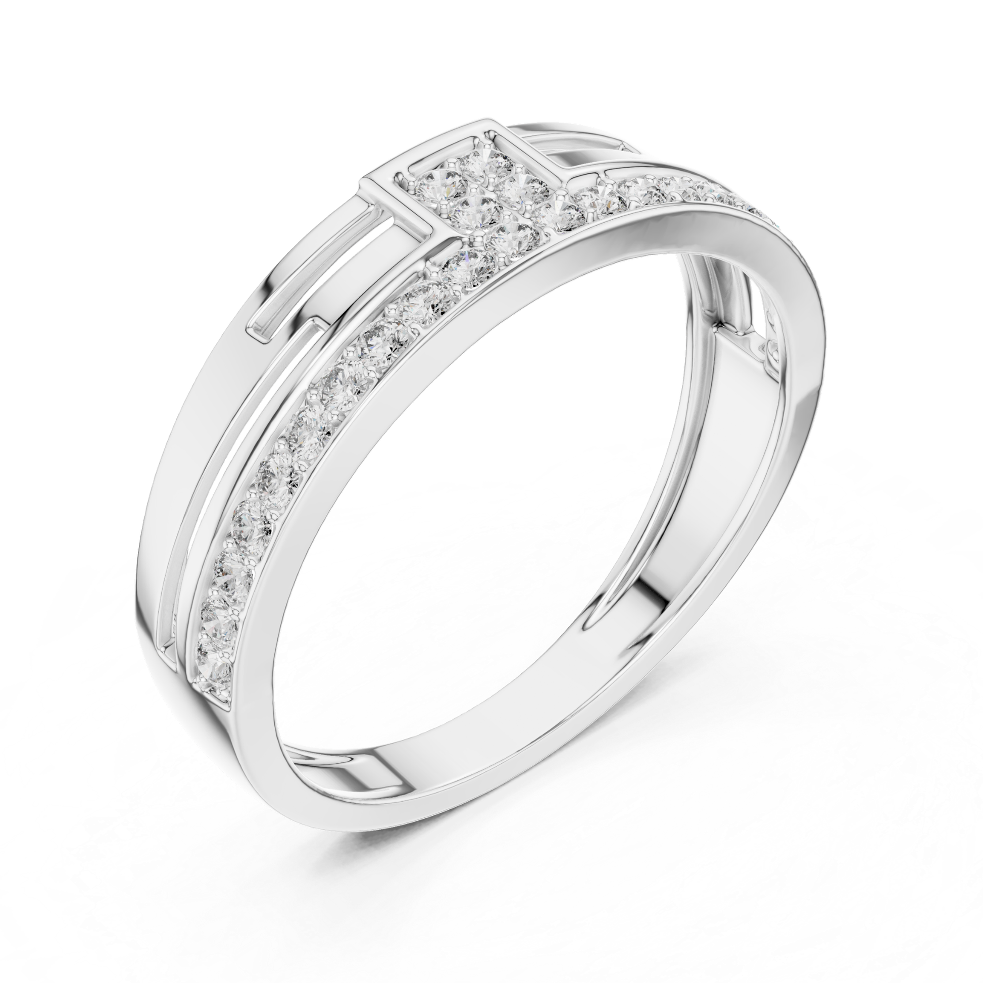 White gold curved ring with round diamond cluster
Elegant white gold diamond fashion ring for women
Modern white gold pave diamond curved band ring
White gold round diamond cluster statement ring
Luxury white gold designer ring with sparkling diamonds
Fine jewelry white gold curved diamond ring design
Stylish white gold geometric diamond band ring
Handmade white gold round diamond ring closeup
Unique white gold contemporary diamond ring
White gold diamond cluster ring with pave accents