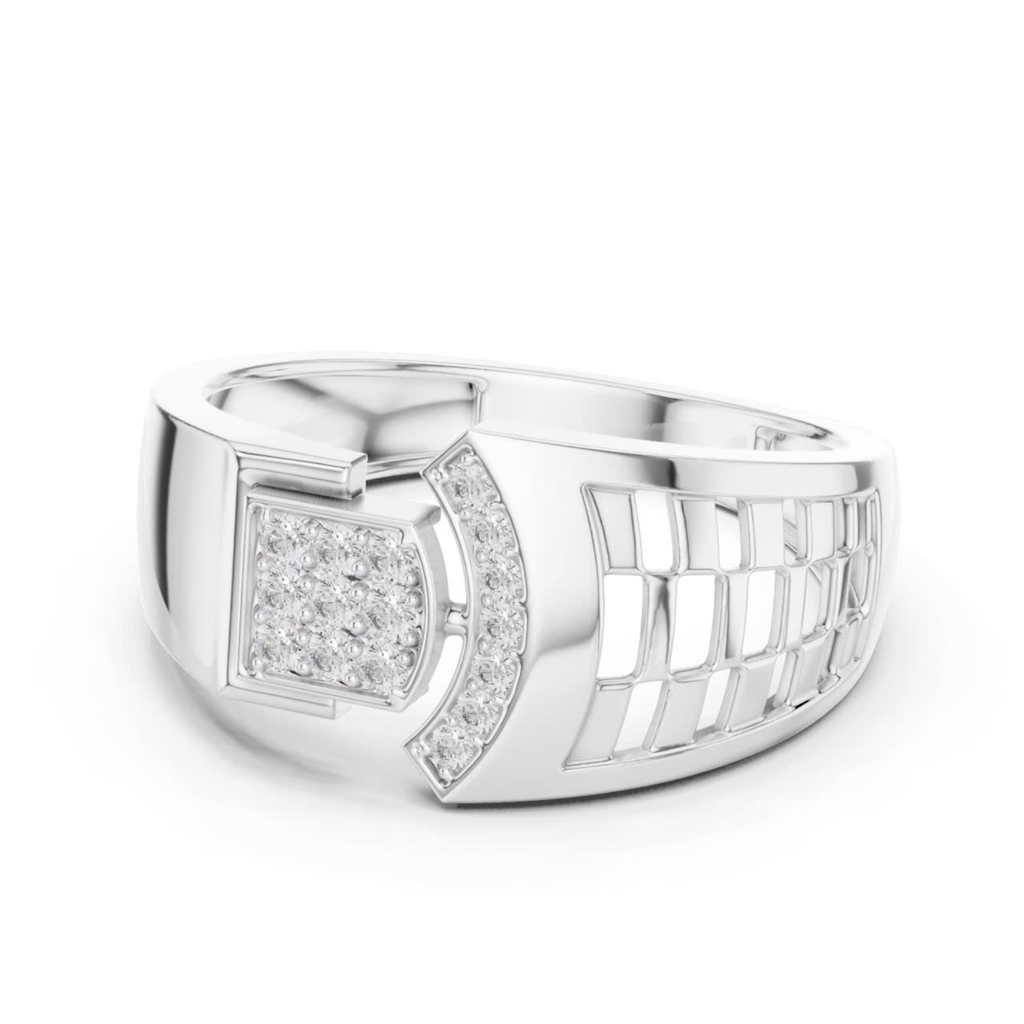 Side view of white gold round diamond designer ring
White gold ring side profile with round diamonds
White gold diamond ring side angle view
White gold men’s ring with round diamonds side view
Premium white gold ring with diamond detailing side profile
Modern white gold designer ring side perspective
Elegant white gold diamond ring with open pattern side view
Bold white gold ring side shot with round diamonds
High polish white gold diamond ring side angle
White gold round diamond ring side design