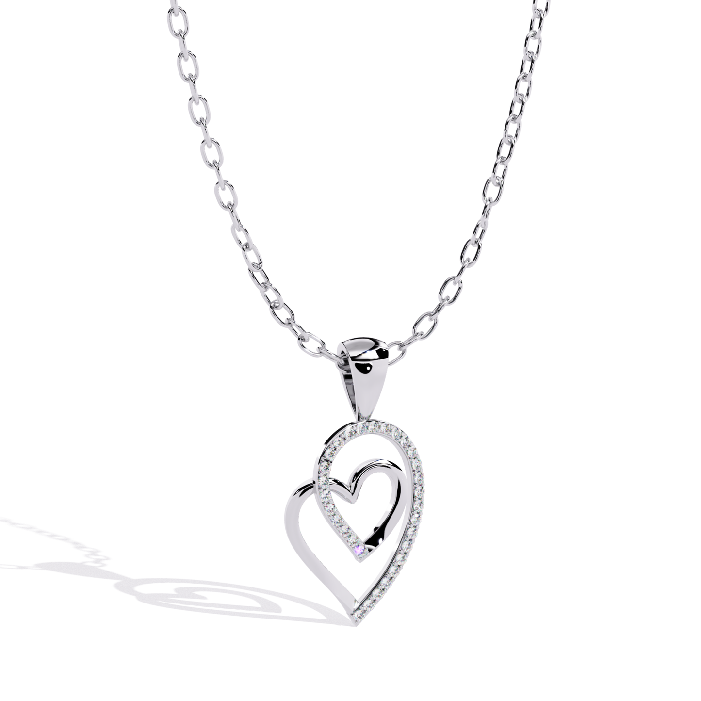 White gold double heart diamond pendant angle view
Round diamond double heart pendant angle view
White gold open heart diamond pendant
Double heart pendant with round diamonds
White gold diamond heart pendant profile
Elegant double heart pendant angle view
Open heart diamond pendant in white gold
Modern layered heart diamond pendant
Round diamond heart pendant angled display
White gold heart pendant with diamonds