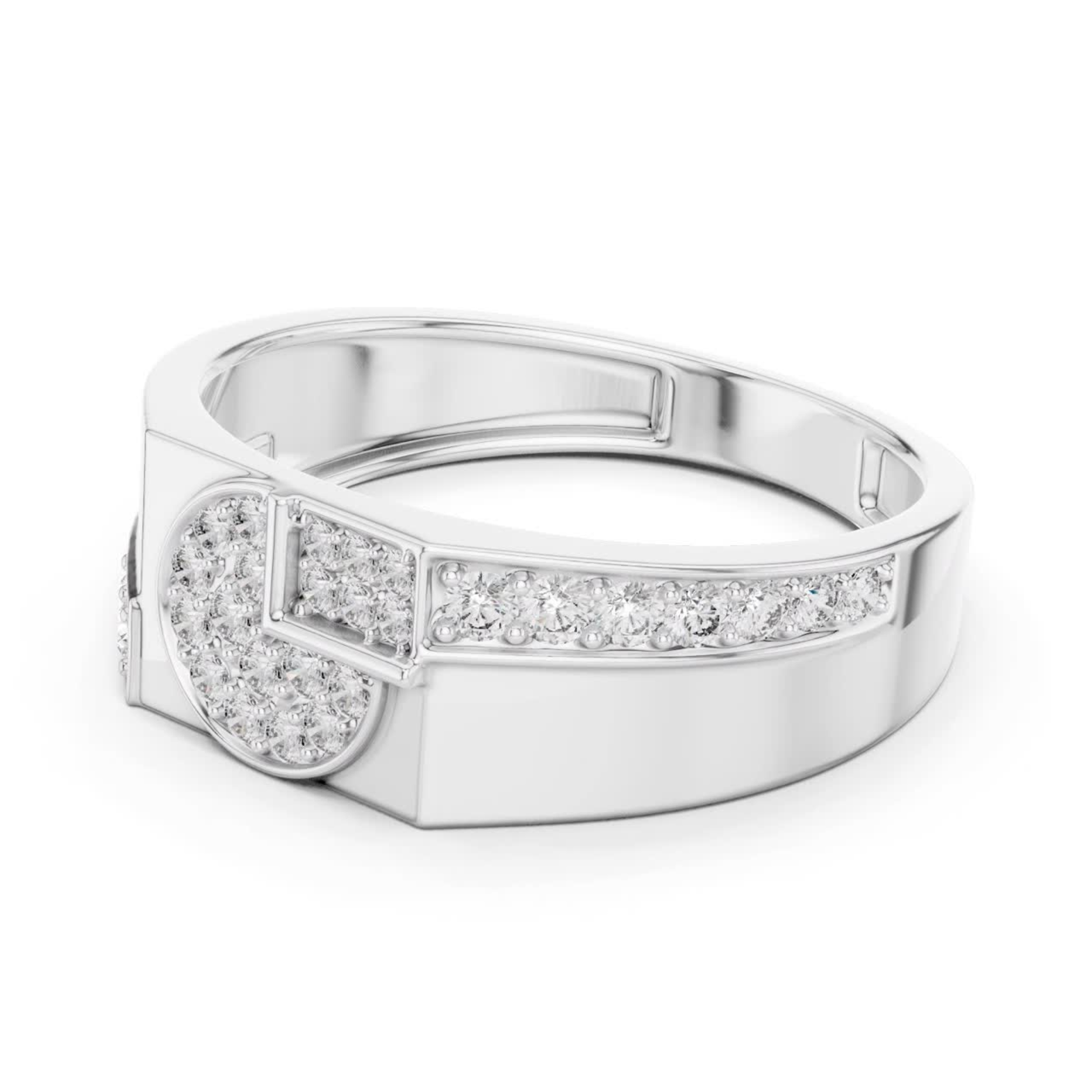 Side view white gold round diamond geometric band ring
White gold round diamond modern band ring angle
Geometric white gold diamond statement ring side view
Polished white gold round diamond fashion band ring
Luxury white gold geometric designer diamond ring
Sleek white gold round diamond wide band ring
Contemporary white gold diamond accented band ring
Elegant white gold geometric diamond ring profile
Minimal white gold round diamond ring
White gold modern geometric diamond band side angle