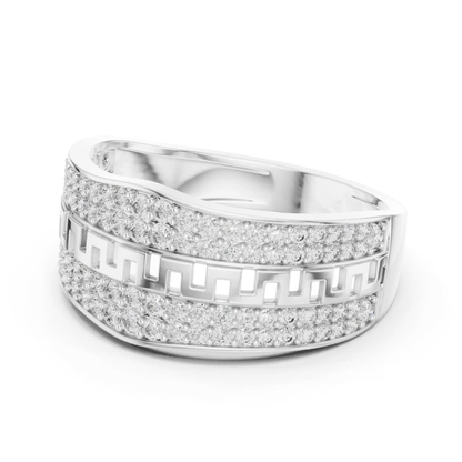 White gold round diamond Greek key band ring
Modern white gold pave diamond fashion band
White gold geometric pattern diamond ring
Round diamond white gold wide band ring
White gold luxury diamond statement band
Contemporary white gold patterned ring design
White gold layered pave diamond band ring
Elegant white gold round diamond fashion ring
White gold structured geometric diamond band
Round diamond white gold patterned wide ring