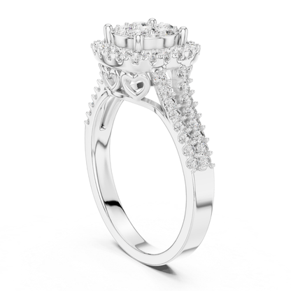 White gold round diamond halo ring side gallery
Round diamond cluster halo ring profile view
White gold diamond halo ring detailed profile
Side angle white gold round diamond ring
White gold cluster diamond ring gallery detail
Round diamond halo ring with pave shank
White gold diamond ring under gallery view
Luxury round diamond cluster ring side detail
White gold halo ring with heart accents
Round diamond halo engagement ring profile angle