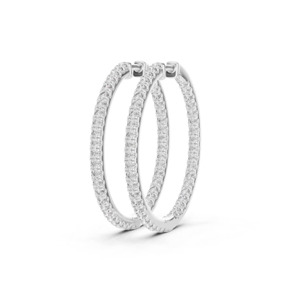 Side view of white gold round diamond hoop earrings
Round diamond hoop earrings side profile in white gold
White gold hoop earrings with round diamonds side view
Side angle round diamond hoop earrings in white gold
Prong set round diamond hoop earrings side view
White gold round diamond hoops side perspective
Slim hoop earrings with round diamonds side view
Double row round diamond hoop earrings side angle
Fine white gold diamond hoop earrings side profile
Round cut diamond hoop earrings side view design