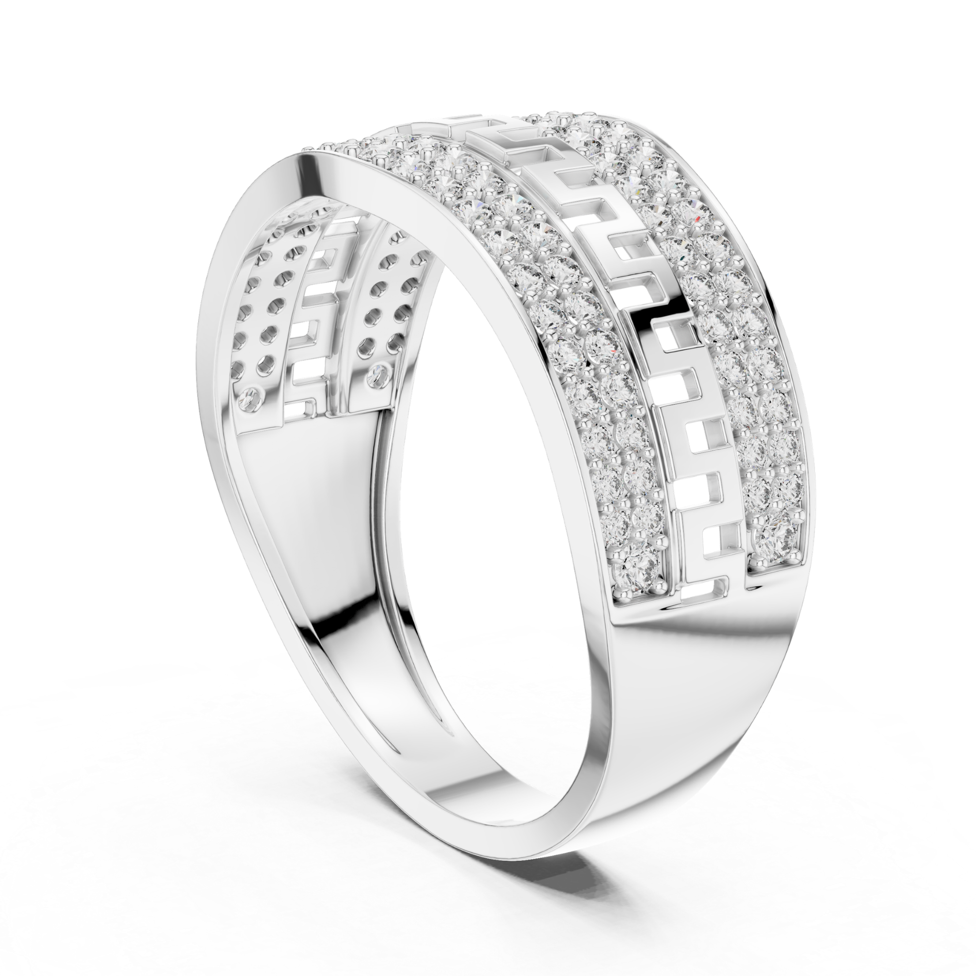 White gold round diamond maze pattern ring side view
Side profile white gold architectural diamond band
White gold patterned pave diamond fashion ring
Modern white gold linear design diamond ring
White gold bold diamond statement band ring
Contemporary white gold ornamental diamond ring
White gold detailed pattern wide band ring
Elegant white gold designer diamond band ring
Round diamond white gold luxury pattern ring
White gold handcrafted style diamond ring profile