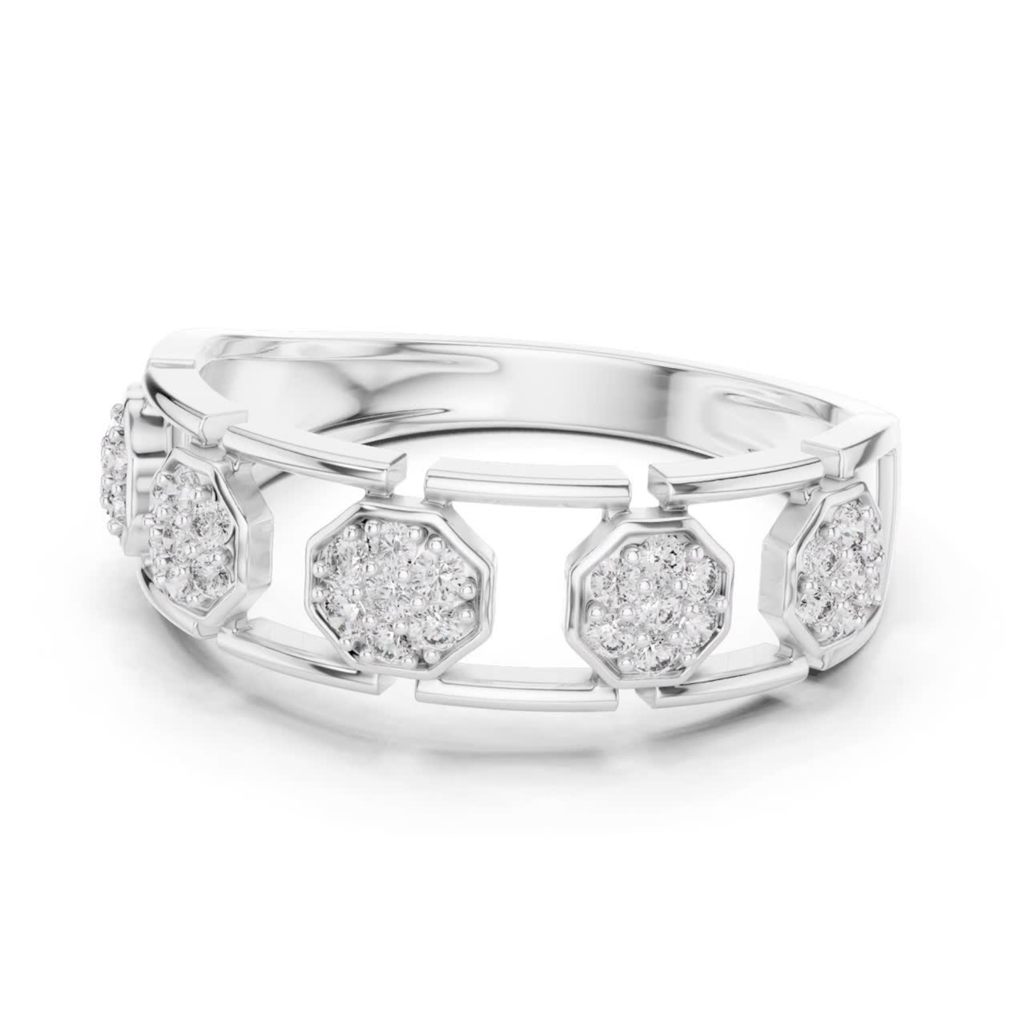 White gold round diamond open hexagon ring
Modern white gold geometric cluster diamond ring
White gold hexagon motif diamond band ring
Round diamond white gold openwork fashion ring
White gold linked hexagon diamond ring design
Contemporary white gold patterned band ring
White gold designer round diamond ring
Elegant white gold geometric fashion band
White gold open structure diamond ring
Round diamond white gold hexagon style ring