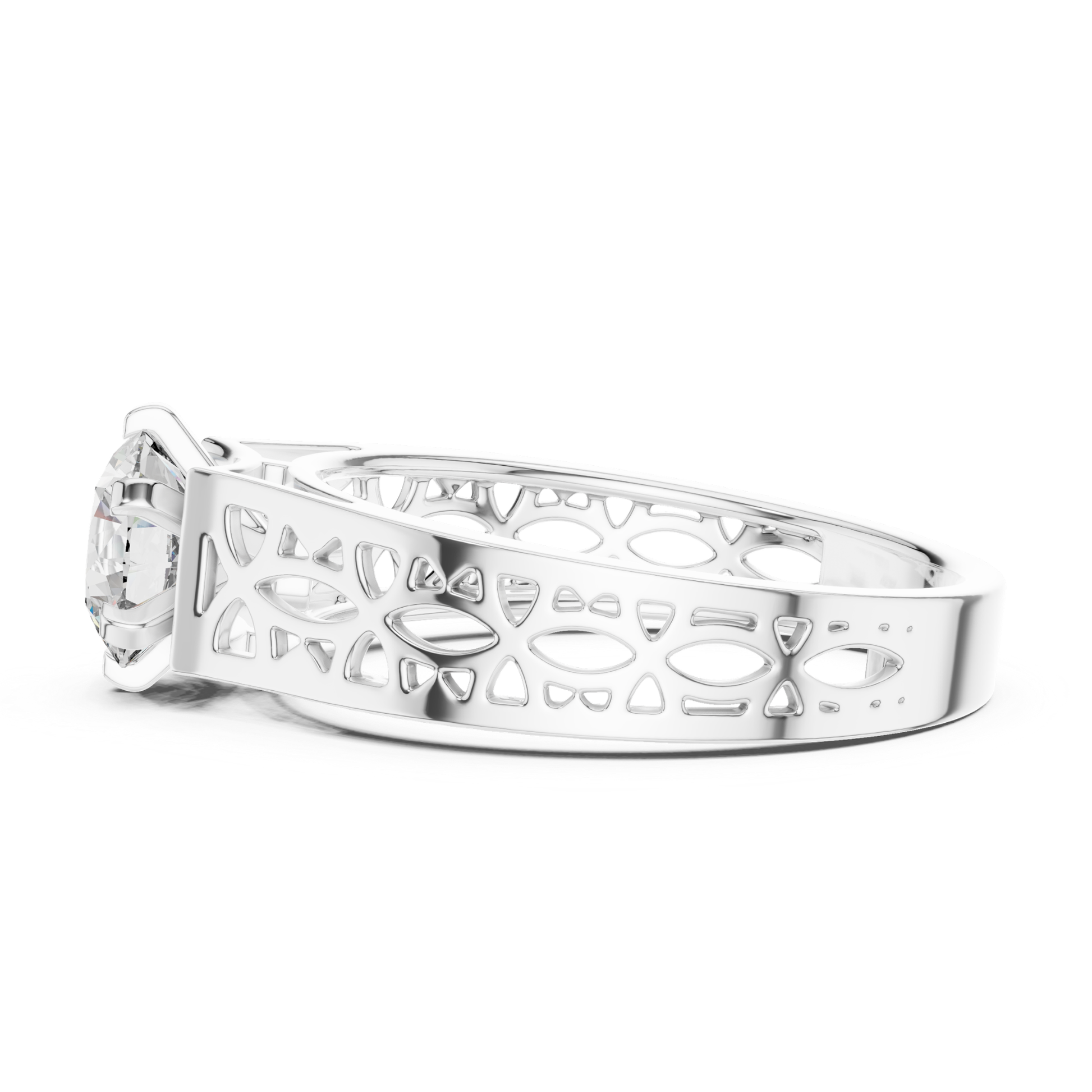 White gold round diamond openwork band profile view
White gold side profile round diamond band design
White gold carved openwork diamond ring profile
Round diamond white gold cutout band profile ring
White gold polished open pattern diamond band ring
Side profile white gold solitaire diamond band ring
White gold decorative openwork ring with diamond
Wide white gold round diamond profile band design
White gold handcrafted openwork diamond ring side
Modern white gold round diamond open band profile