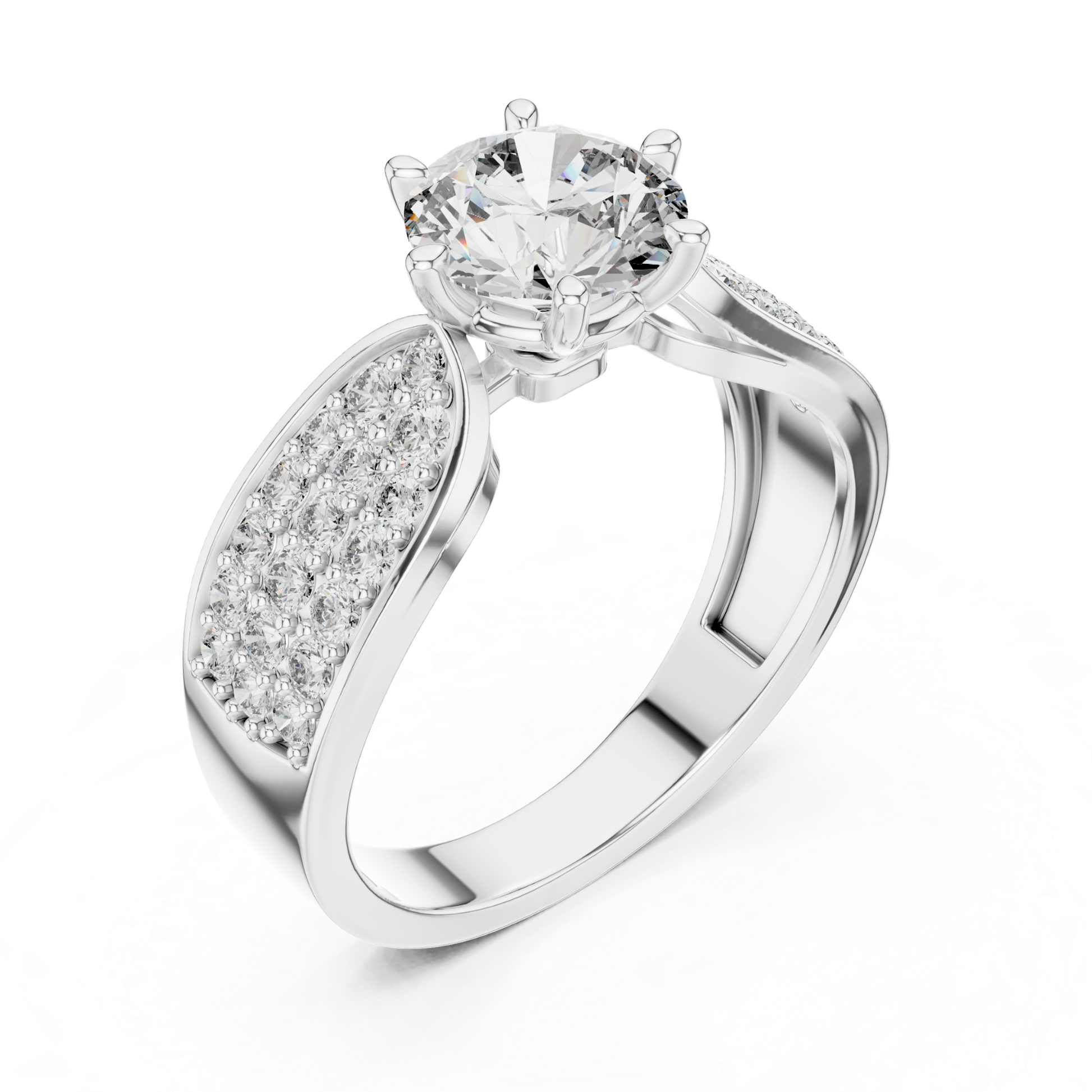 White gold round diamond pave solitaire ring angled view
Angled white gold pave band with round diamond
White gold polished pave diamond ring angled design
Round diamond white gold pave band ring angle
Six prong white gold round diamond pave ring
White gold tapered pave diamond band design
Modern white gold solitaire pave diamond ring
White gold wide band with pave diamonds
Elegant white gold round diamond angled ring
White gold brilliant diamond pave band design