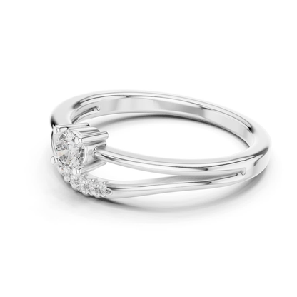 White gold round diamond ring side profile
Round diamond split shank ring in white gold
White gold solitaire ring with accent diamonds
Side angle round diamond bypass ring
White gold diamond ring with open shank
Round diamond ring with curved white gold band
White gold split band diamond ring view
Side view solitaire diamond ring in white gold
Round diamond bypass ring with accent stones
White gold ring featuring round center diamond