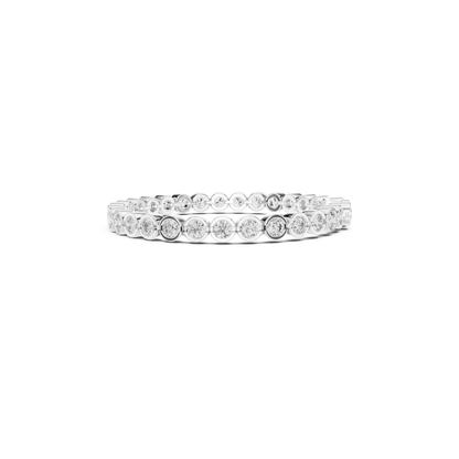 White gold round diamond station tennis bracelet
Circular diamond link bracelet in white gold
White gold bracelet with bezel framed diamonds
Round diamond bracelet with polished links
White gold diamond circle chain bracelet
Diamond station bracelet with round stones
White gold bracelet featuring diamond circles
Linked round diamond bracelet design
White gold diamond bracelet front profile
Round brilliant diamond station bracelet