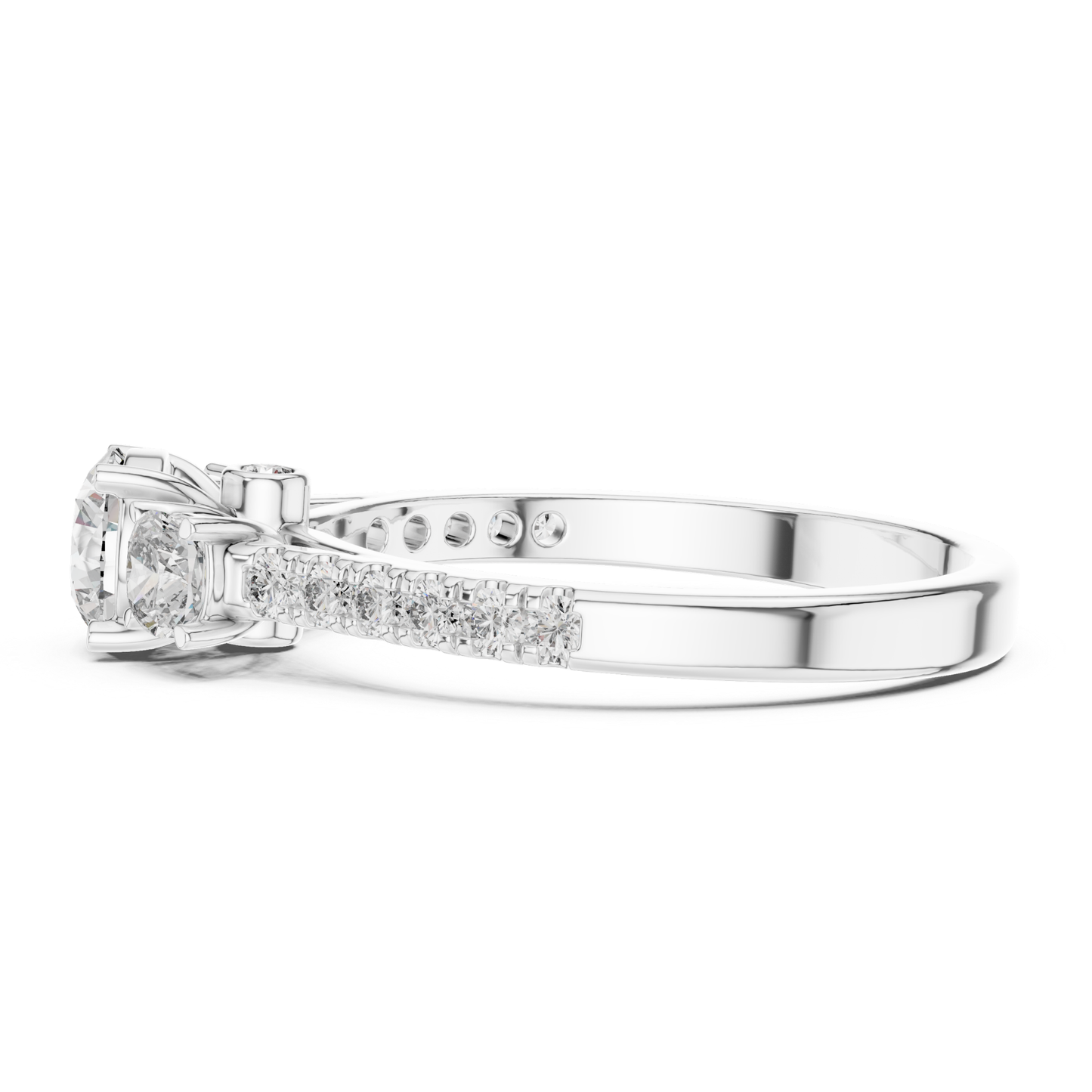 White gold round three stone diamond ring profile view
Profile view white gold round diamond ring design
White gold three stone diamond ring side profile
Round diamond white gold ring profile angle
White gold diamond ring with pavé band profile
Profile angle white gold engagement ring design
White gold polished diamond ring profile view
Round three stone white gold ring side detail
White gold diamond ring gallery profile view
Slim white gold round diamond ring profile