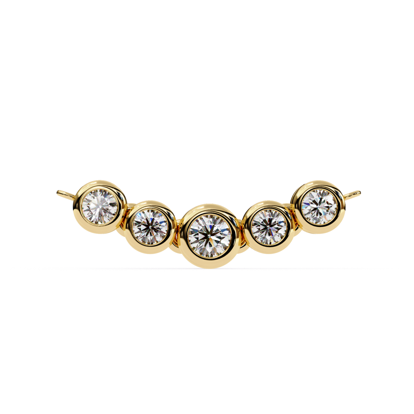 Yellow gold bar with round bezel diamonds