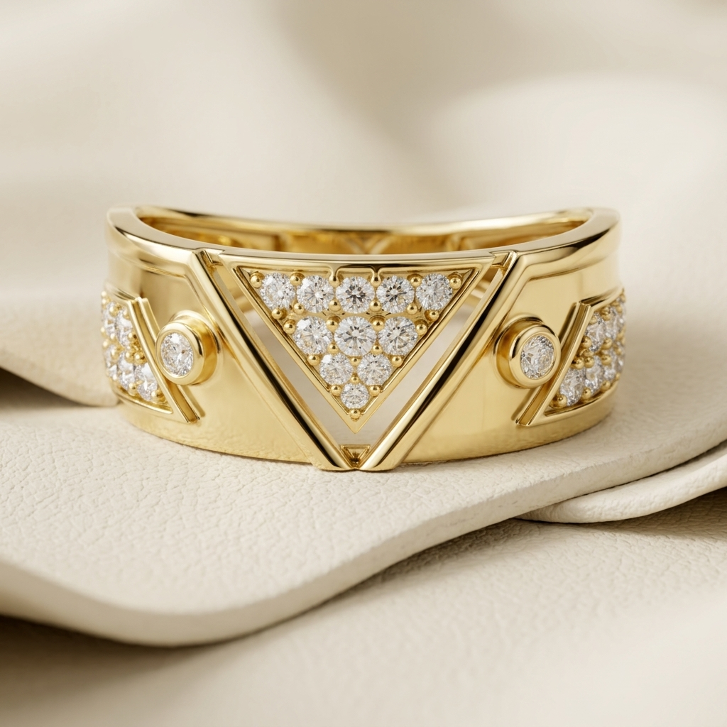 Yellow Gold Triangle Geometric Diamond Band
Geometric Triangle Diamond Band Modern Design
Yellow Gold Diamond Statement Band
Triangle Pave Diamond Band Ring
Geometric Diamond Band Fine Jewelry
Yellow Gold Wide Diamond Band
Triangle Diamond Ring Contemporary Style
Geometric Gold Diamond Band Daily Wear
Yellow Gold Pave Diamond Band
Triangle Geometric Diamond Ring Elegant Look