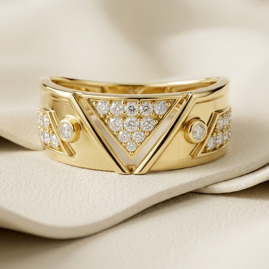 Yellow Gold Triangle Geometric Diamond Band
Geometric Triangle Diamond Band Modern Design
Yellow Gold Diamond Statement Band
Triangle Pave Diamond Band Ring
Geometric Diamond Band Fine Jewelry
Yellow Gold Wide Diamond Band
Triangle Diamond Ring Contemporary Style
Geometric Gold Diamond Band Daily Wear
Yellow Gold Pave Diamond Band
Triangle Geometric Diamond Ring Elegant Look